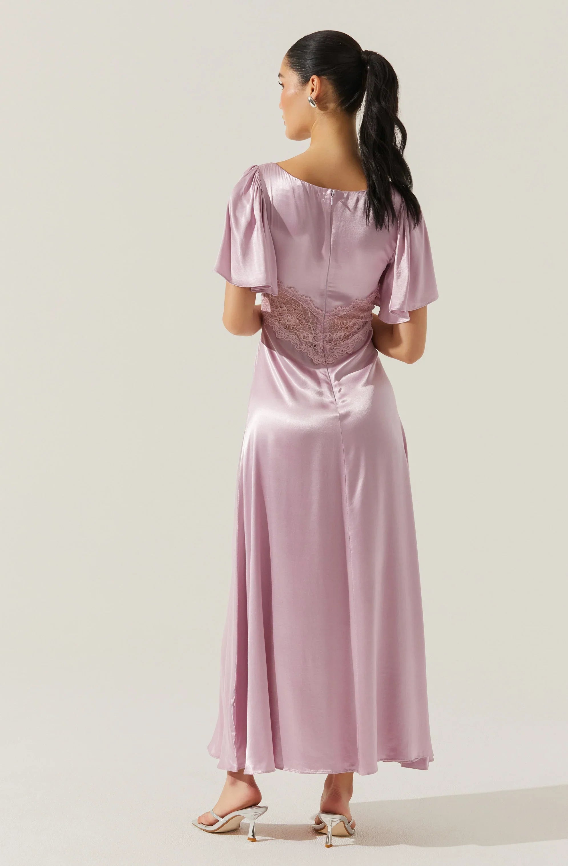 Lbruh Aurelia Satin V-Neck Midi Dress