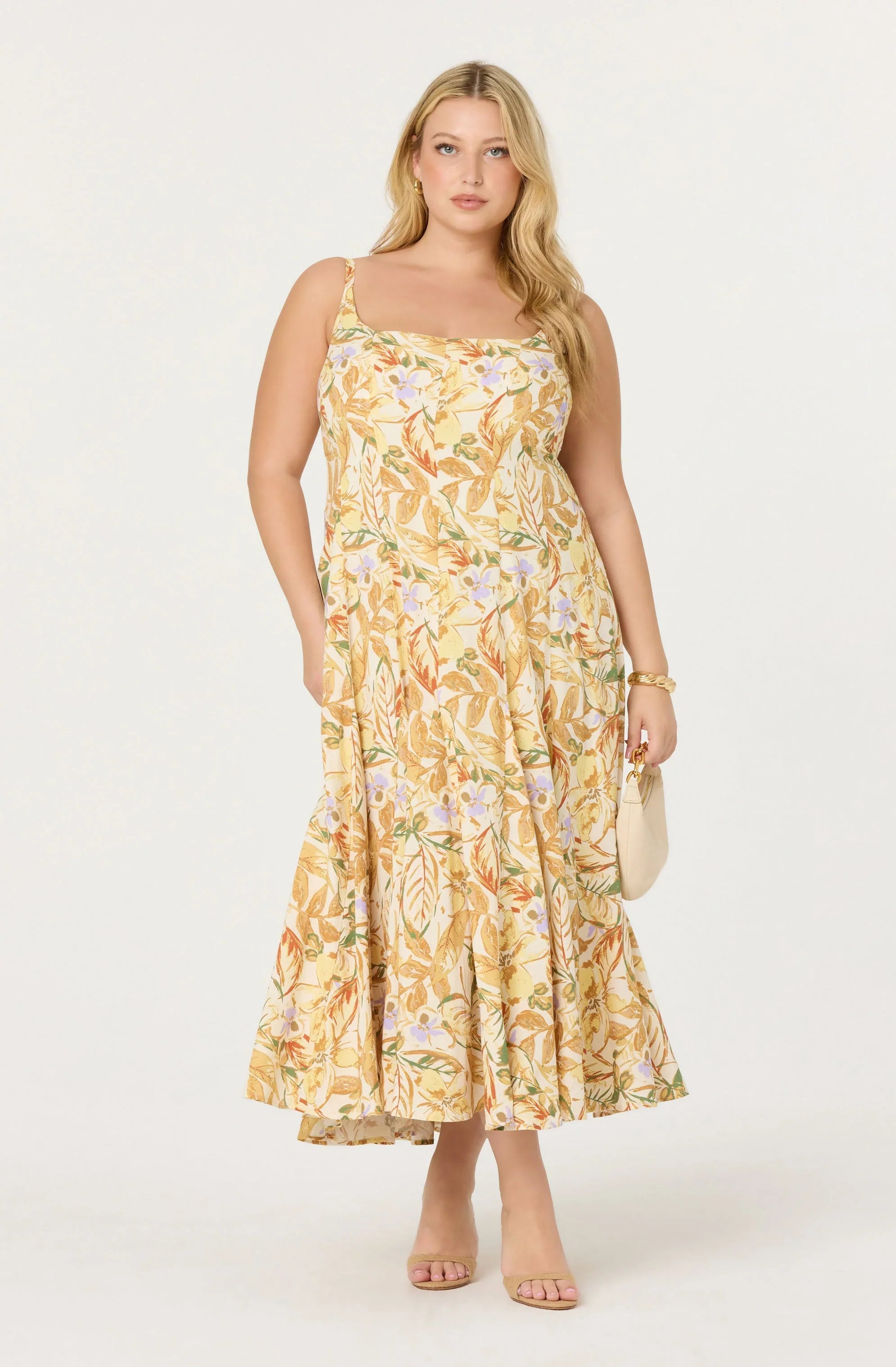 Lbruh Jaleyah Paneled Flare Floral Midi Dress