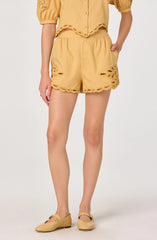 Inixyf Joellyn Embroidered Cutwork Linen Shorts