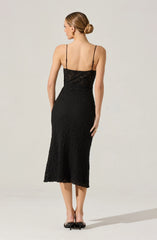 Lbruh Floral Lace Knit Midi Dress