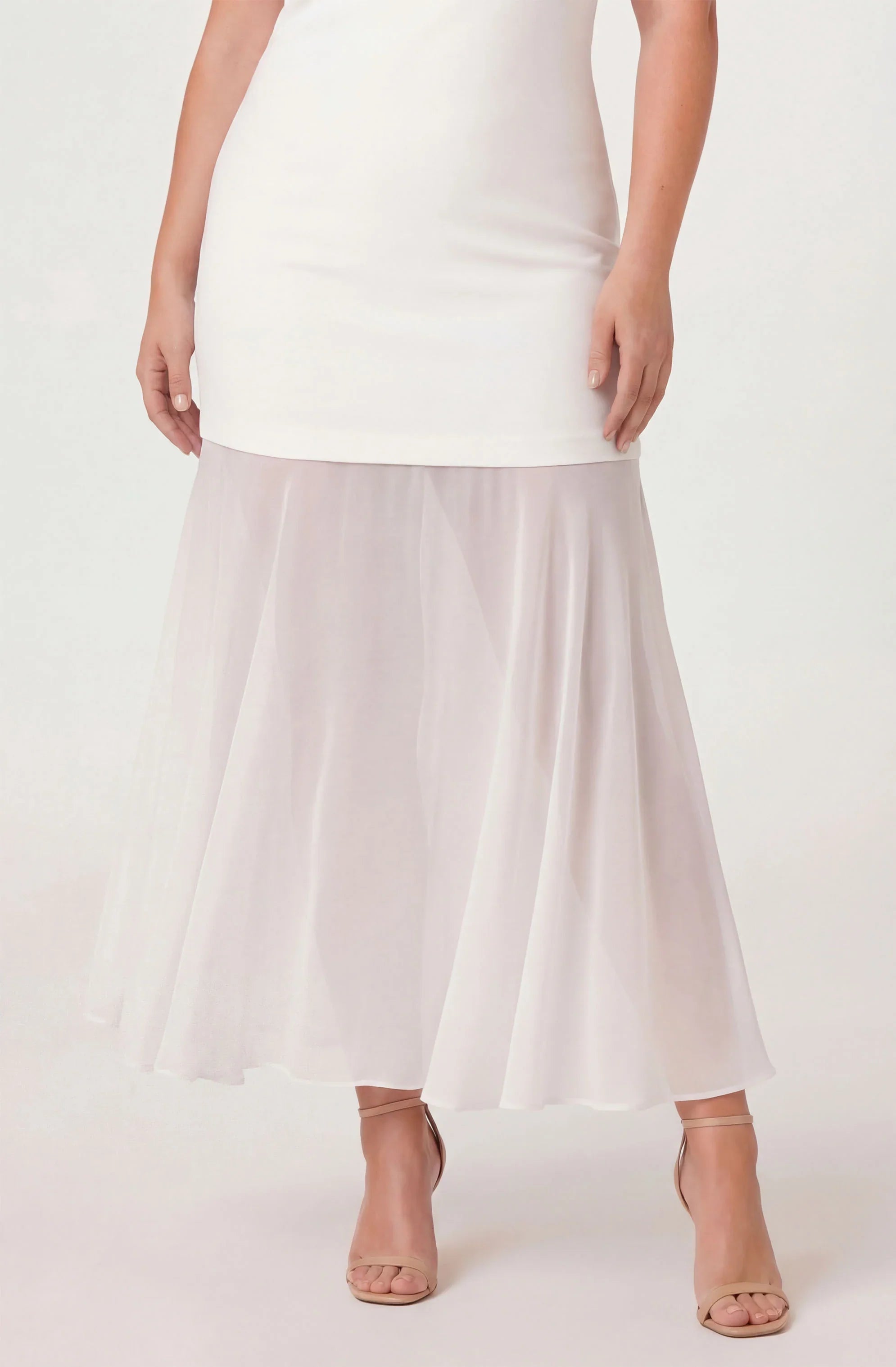 Inixyf Lizet Strapless Mini Dress with Sheer Maxi Overlay