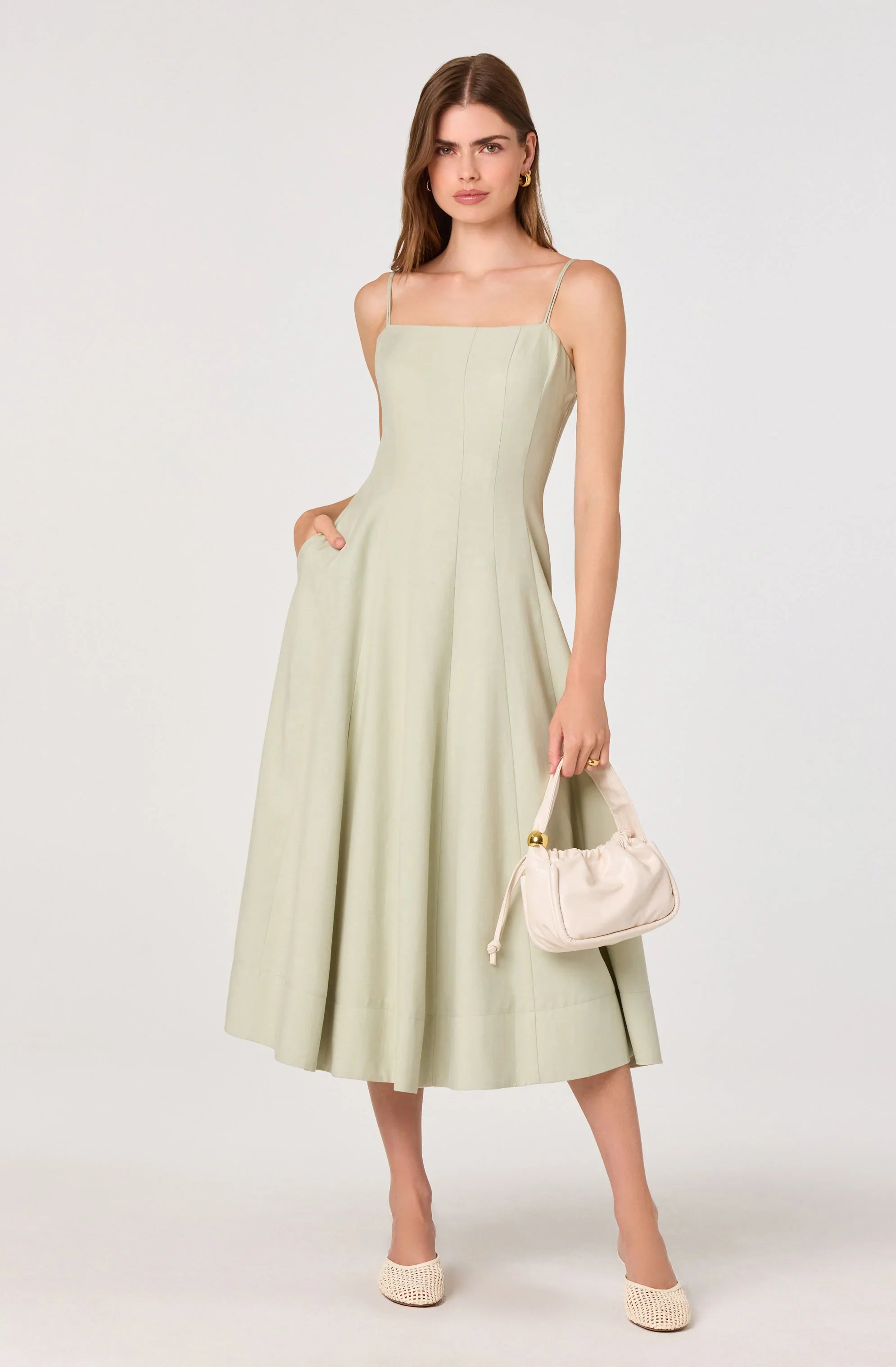 Inixyf Trisha Square Neck Midi Dress