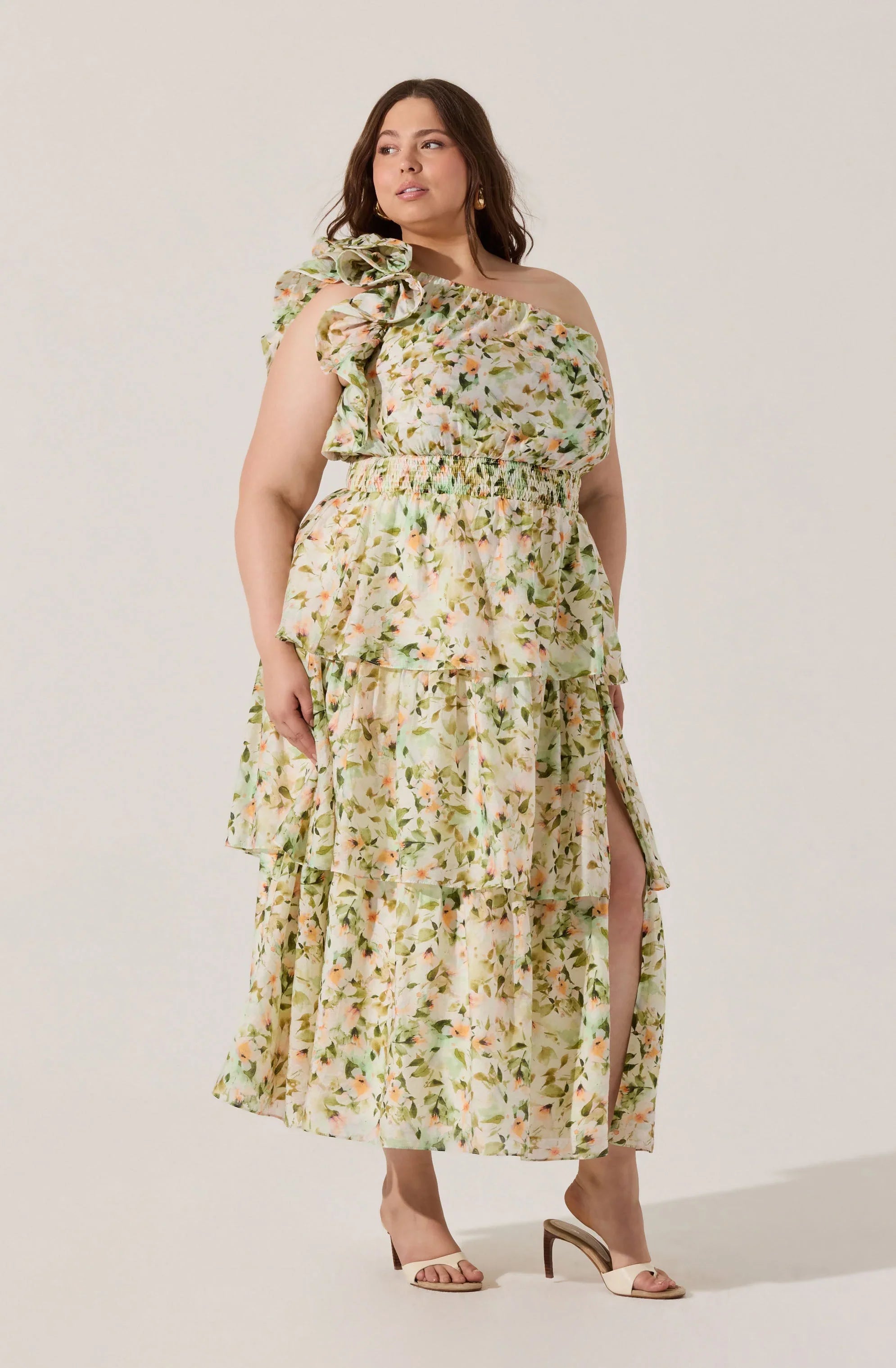 Lbruh Imelda One Shoulder Floral Maxi Dress