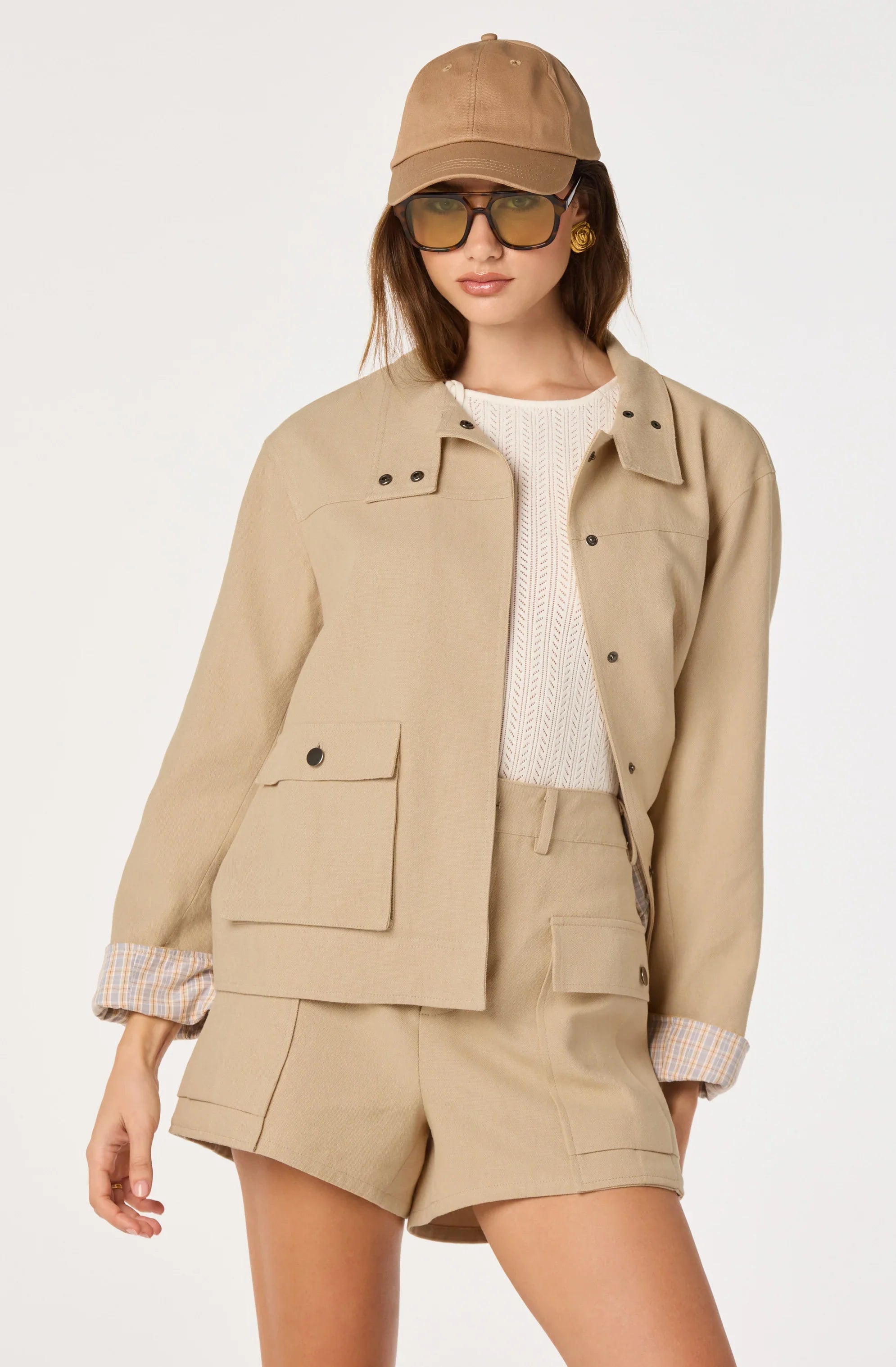 Inixyf Beron Utility Jacket with Plaid Trim