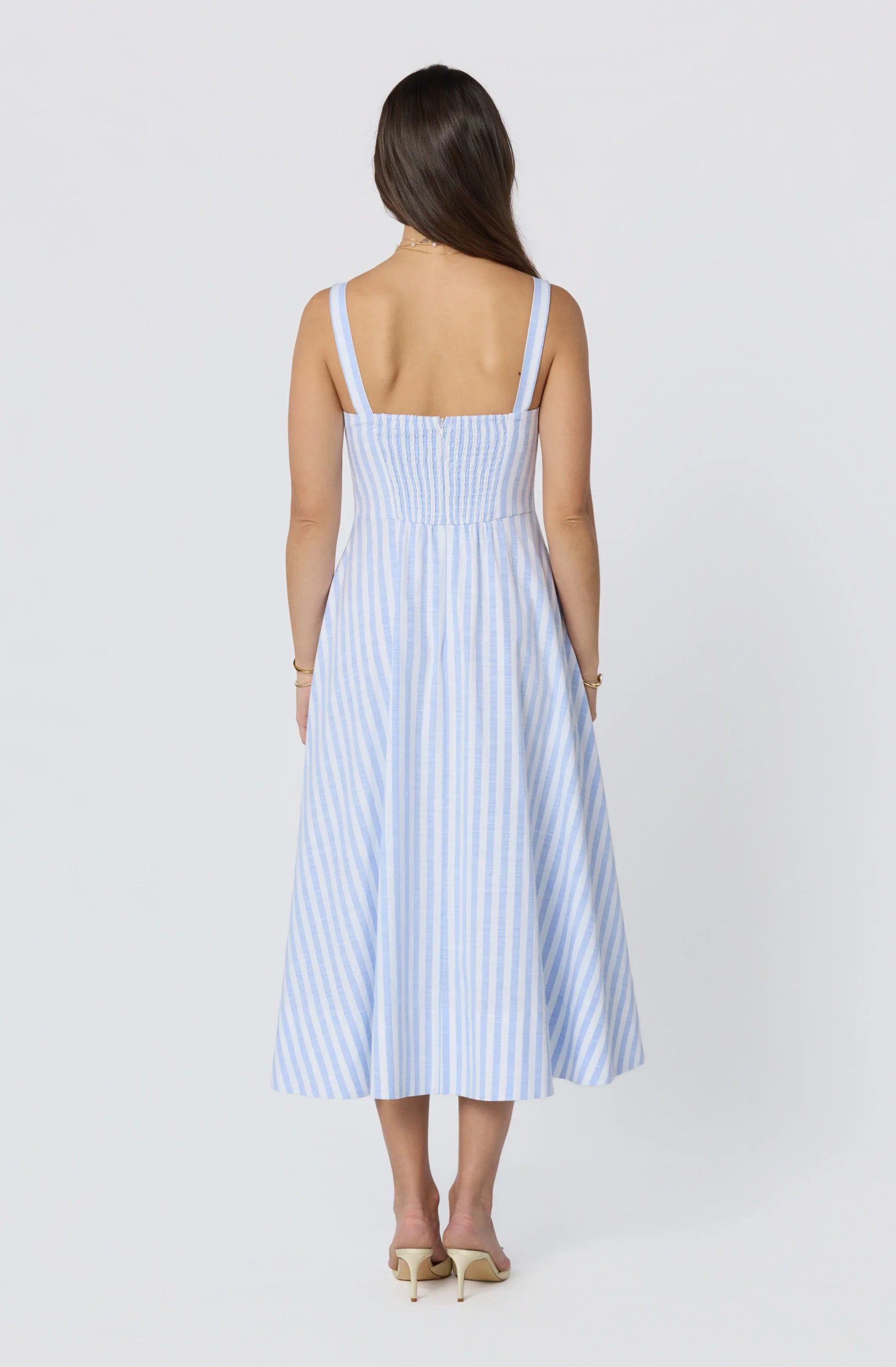 Inixyf Isabela Striped Sweetheart Midi Dress