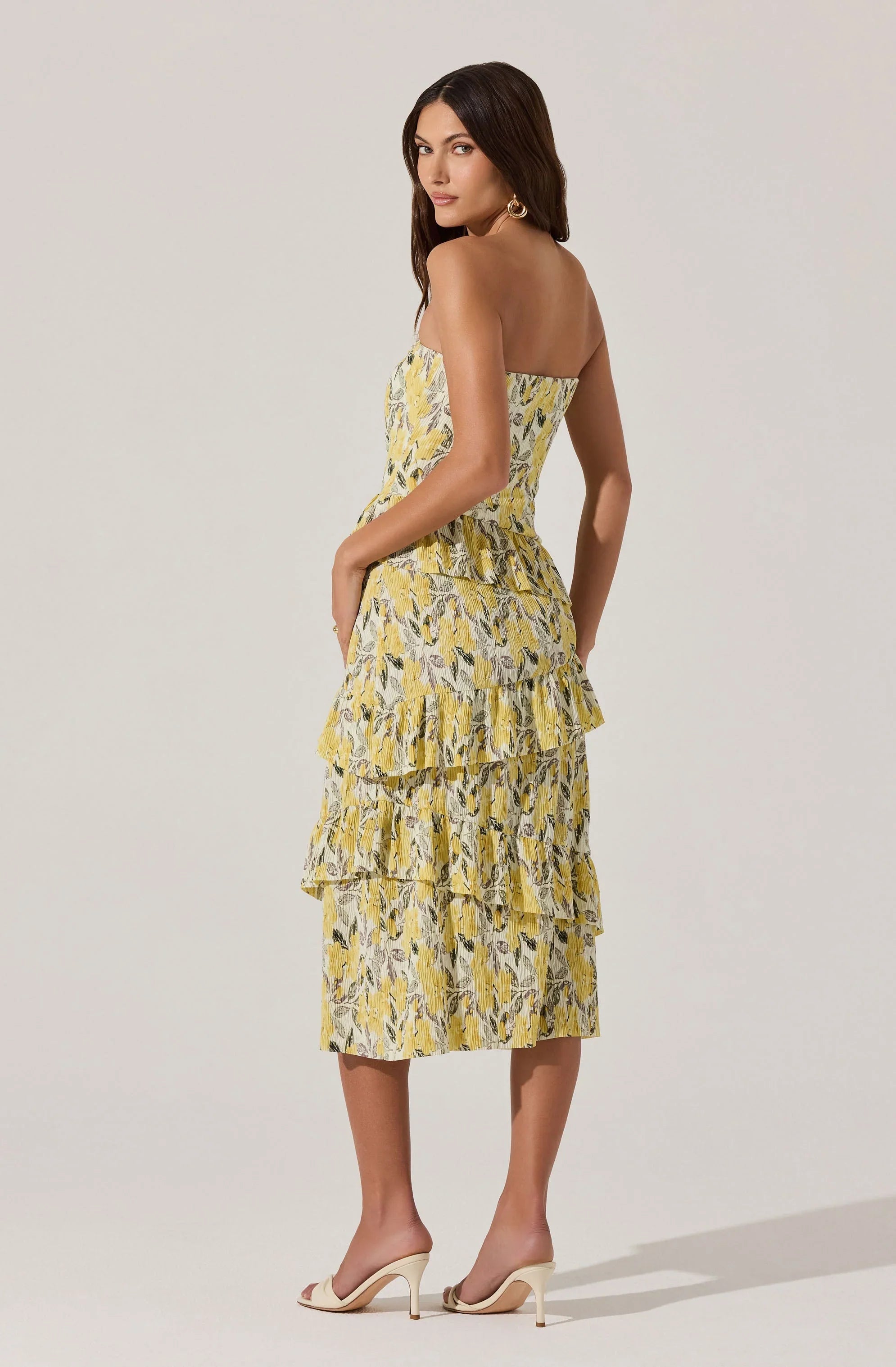 Lbruh Asymmetrical Tiered Ruffle Midi Dress