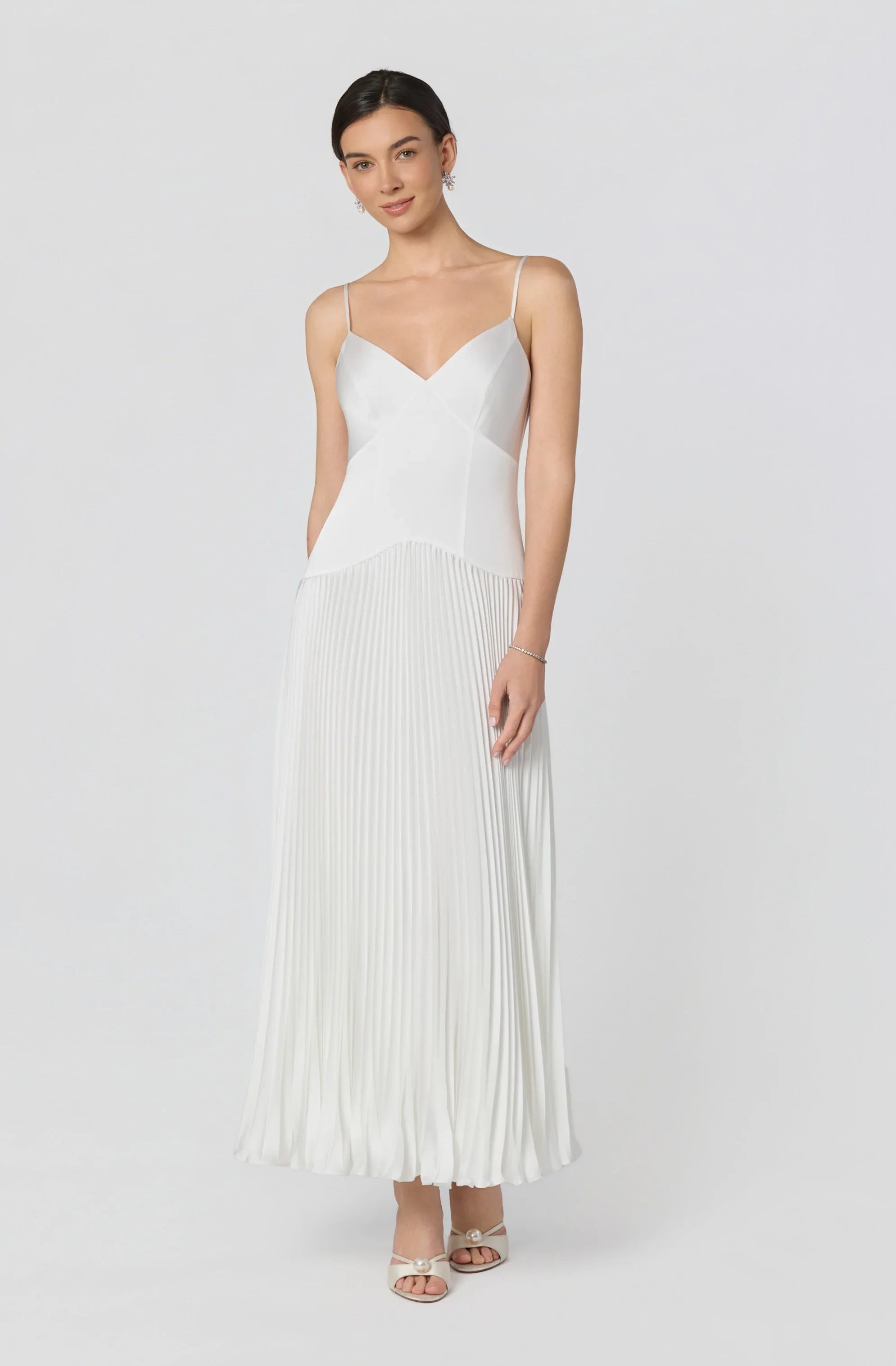 Inixyf Pleated Drop Waist Maxi Dress