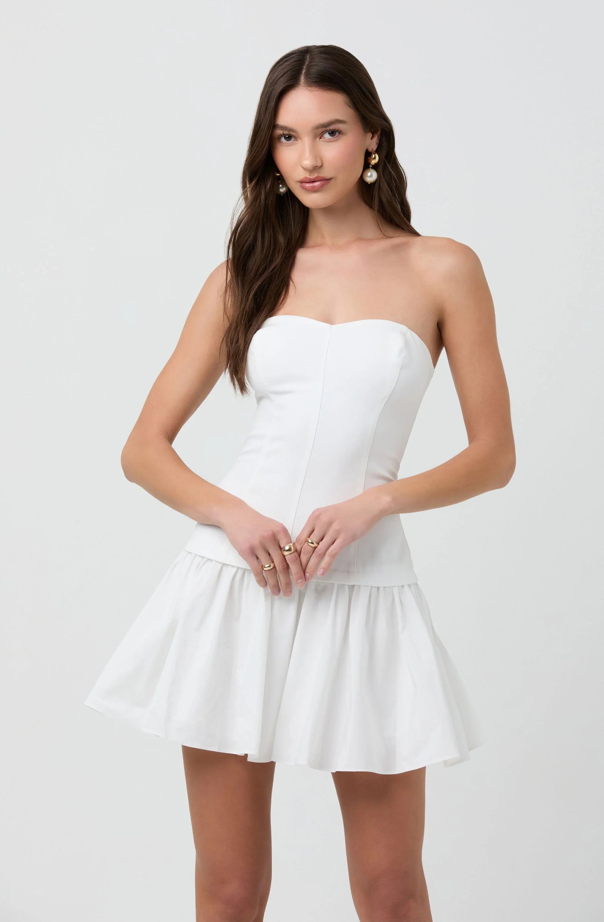 Lbruh Strapless Drop Waist Mini Dress