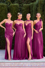 Minna Gown - One Shoulder A-line Shimmer Chiffon Dress
