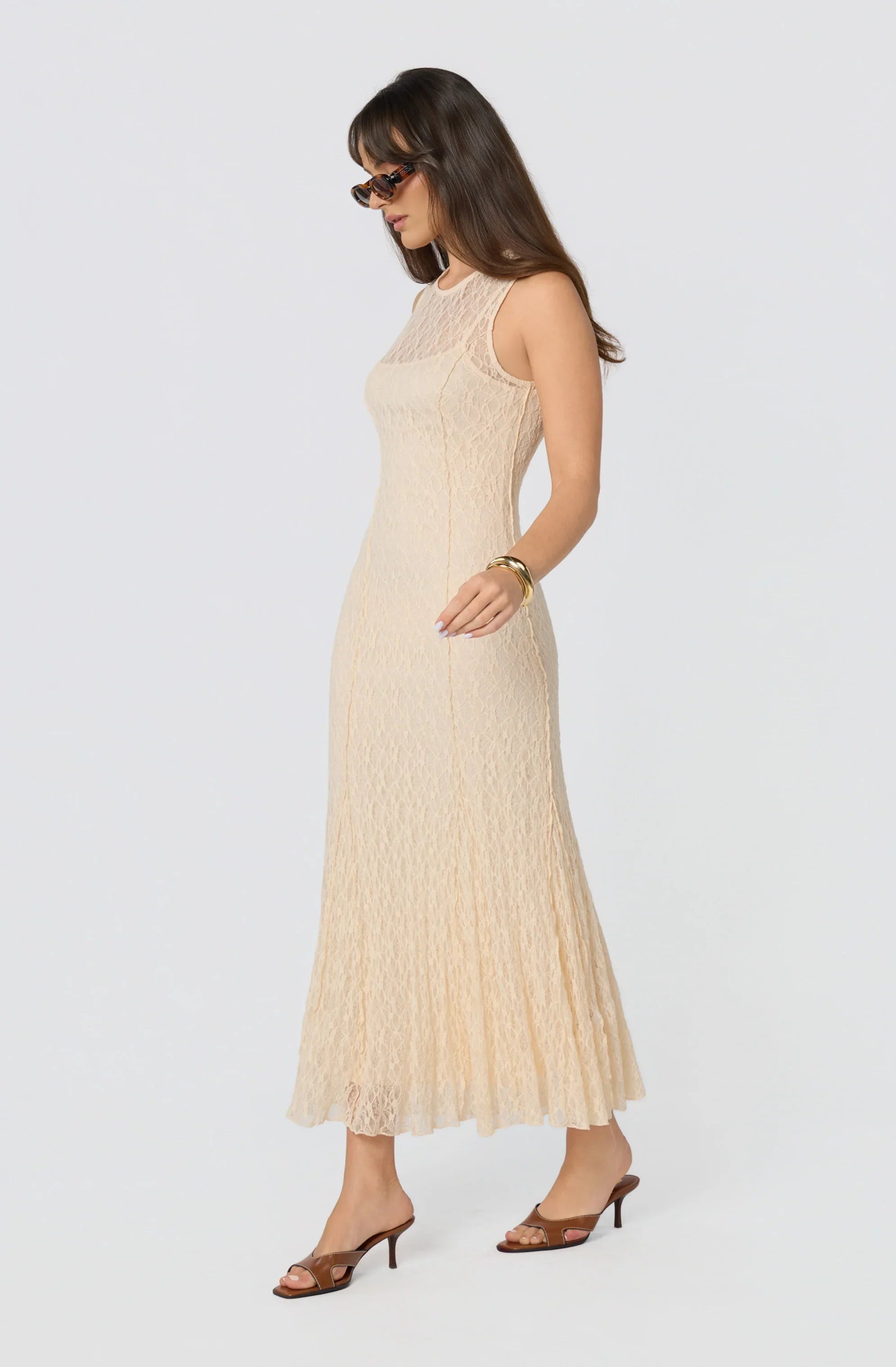 Inixyf Annabella Semi-Sheer Lace Maxi Dress