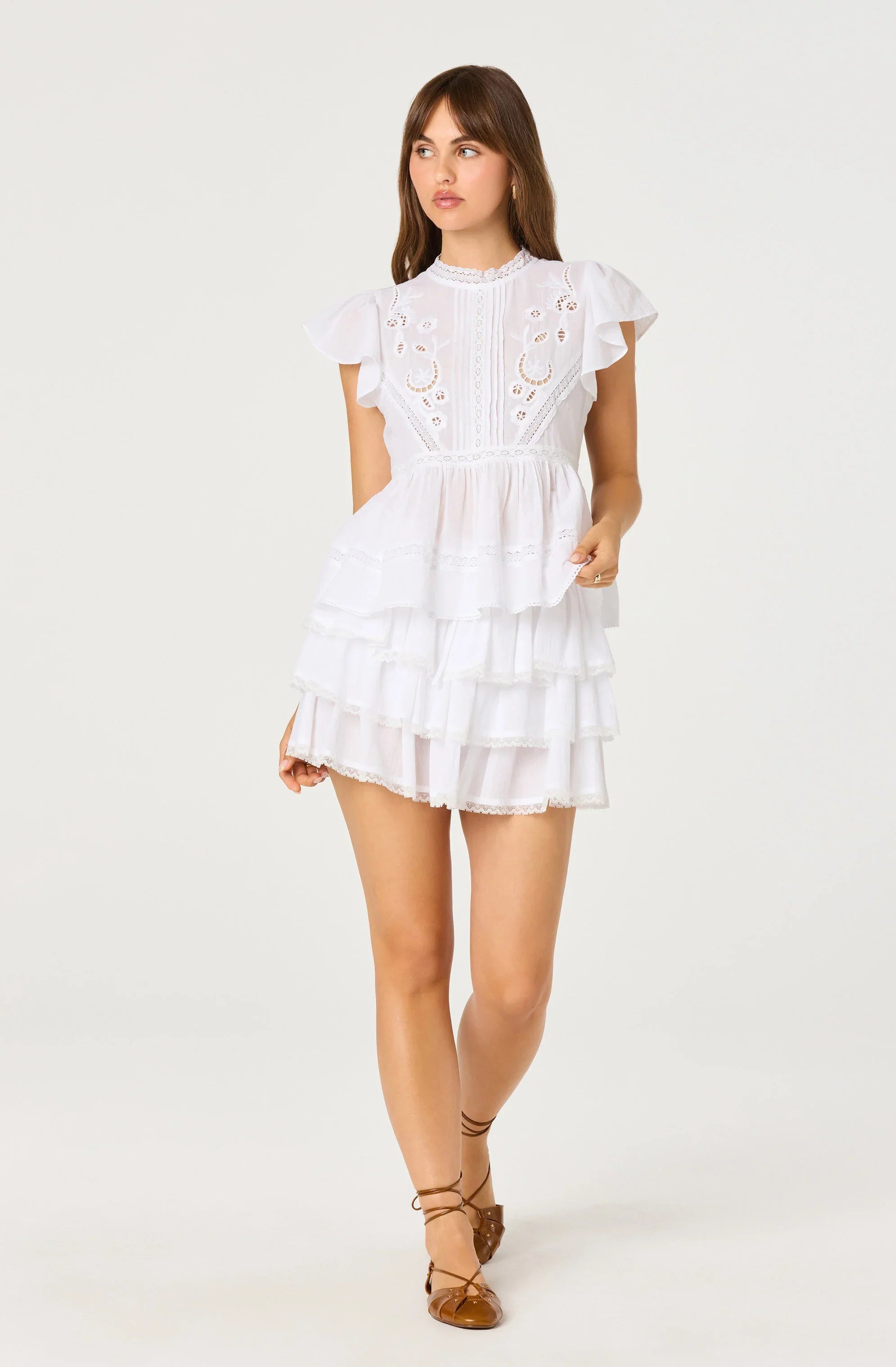Inixyf Jenny Eyelet Flutter Sleeve Top