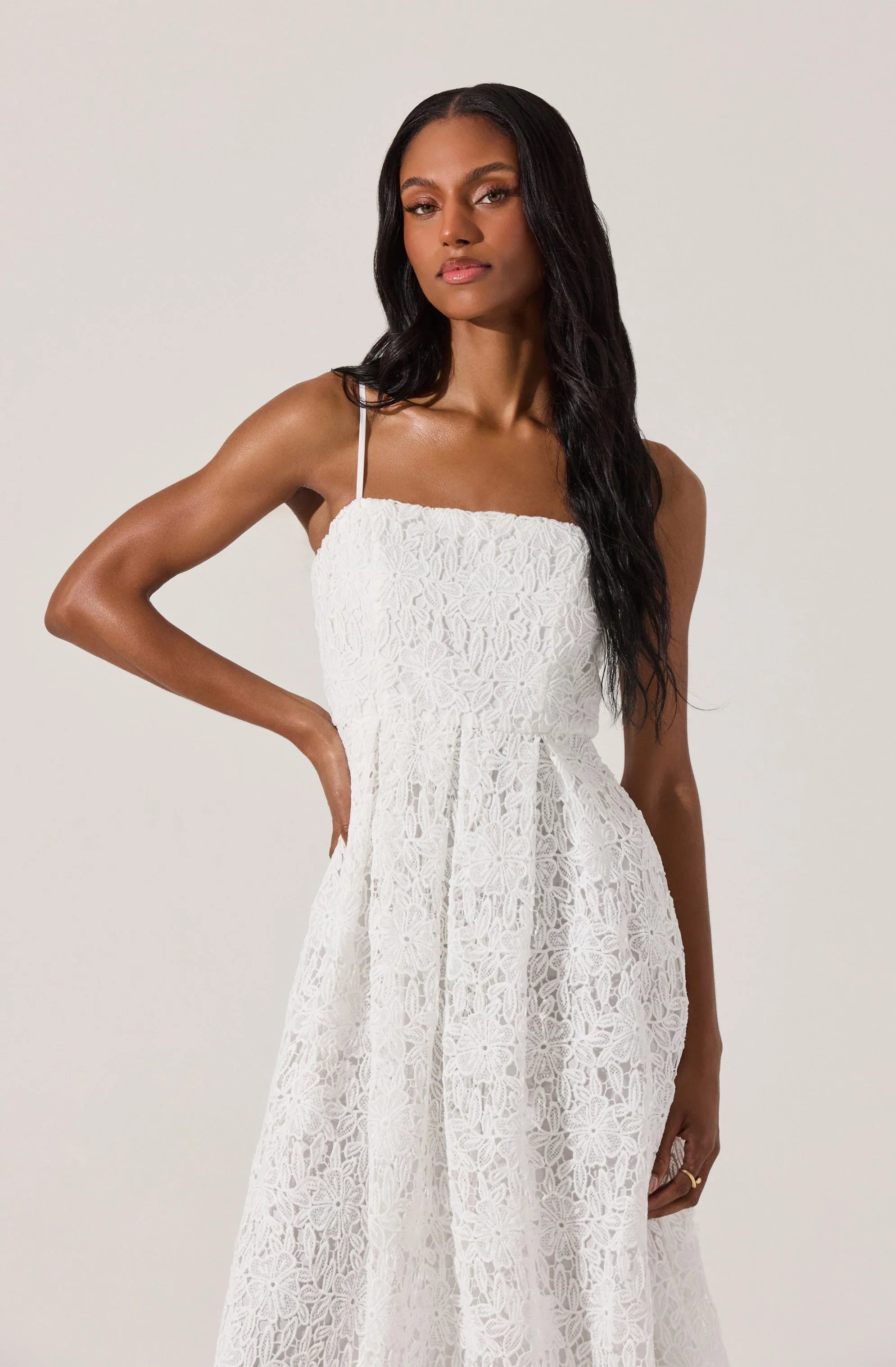 Lbruh Floral Lace Midi Dress