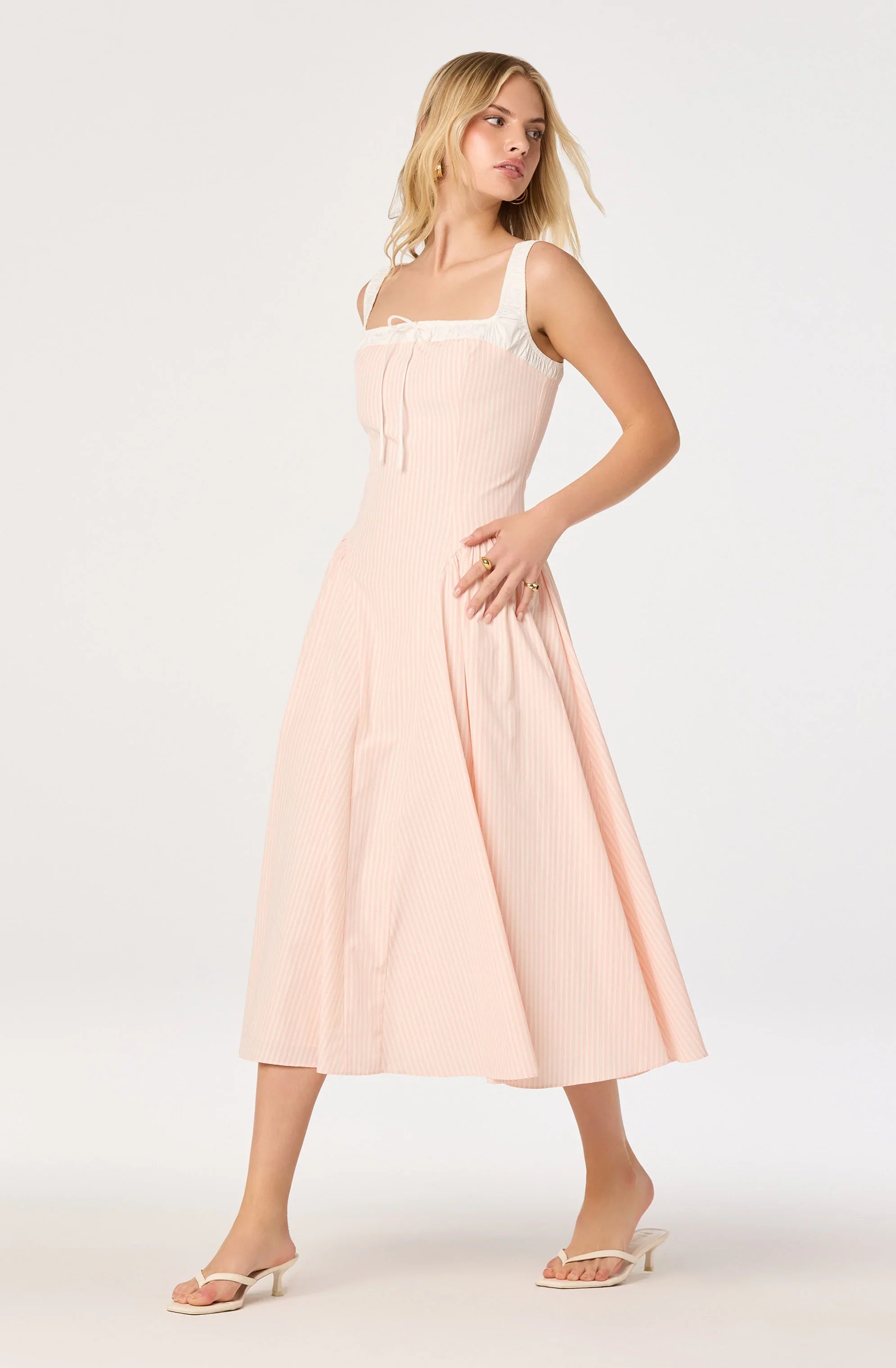 Inixyf Hazel Striped Drop-Waist Midi Dress