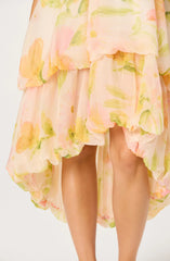 Inixyf Serenidy Floral Ruffle Tiered High-Low Midi Dress