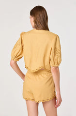 Inixyf Joellyn Embroidered Puff Sleeve Top