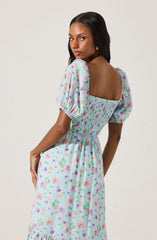 Lbruh Lace Trim Bustier Floral Midi Dress
