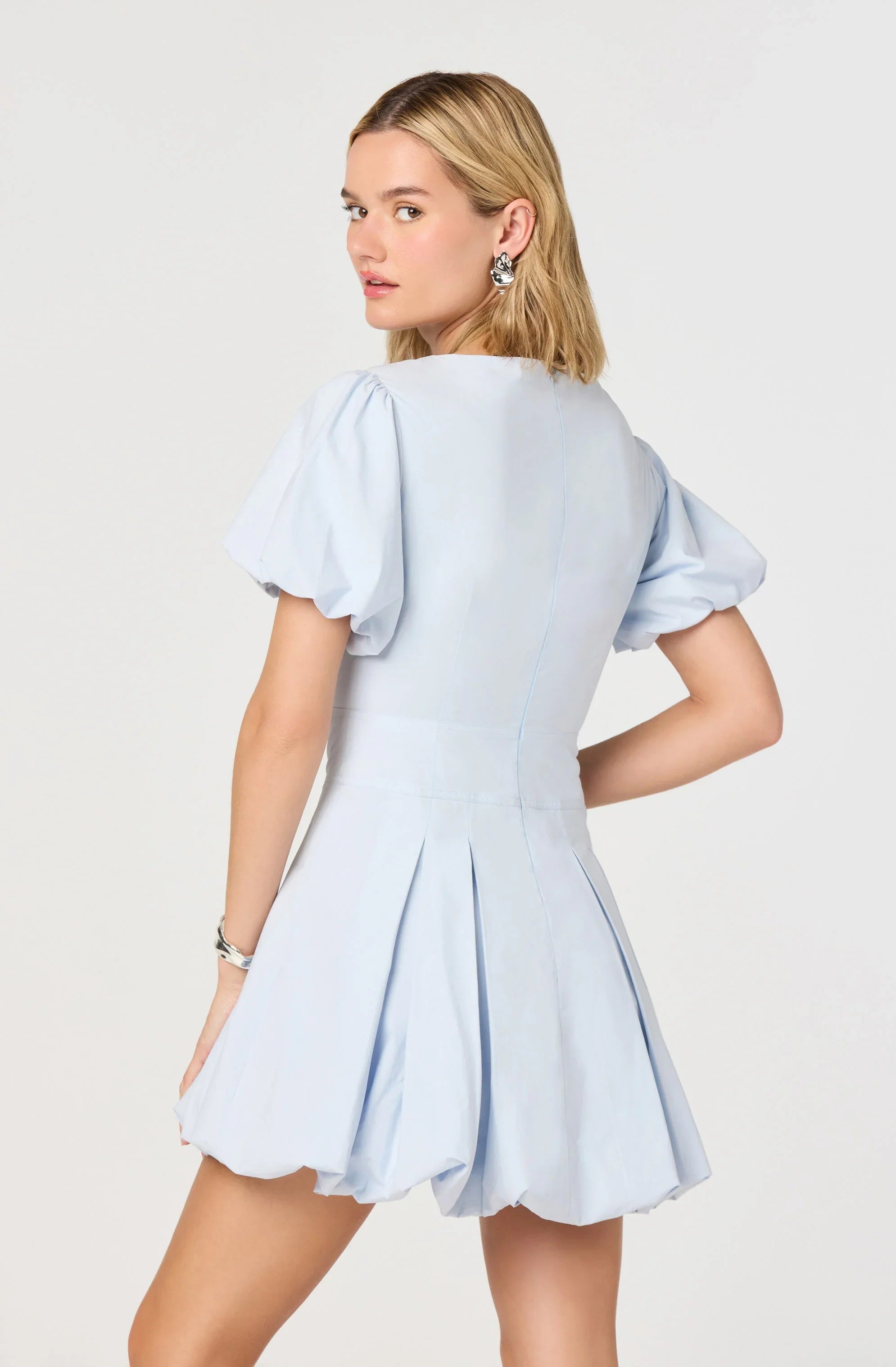 Lbruh Kattie Puff Sleeve Bubble Hem Mini Dress