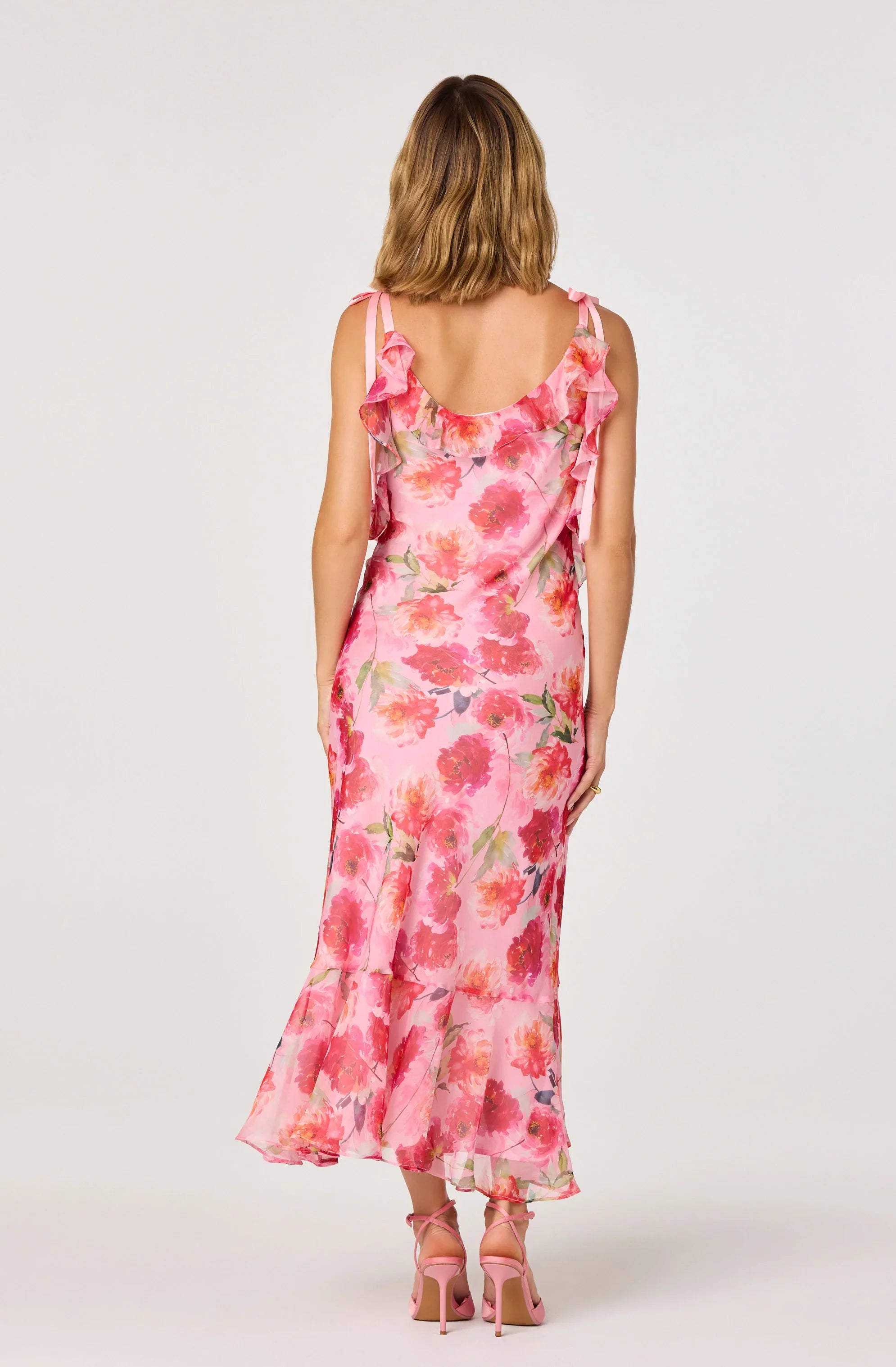 Inixyf Nissa Floral Ruffle Midi Dress