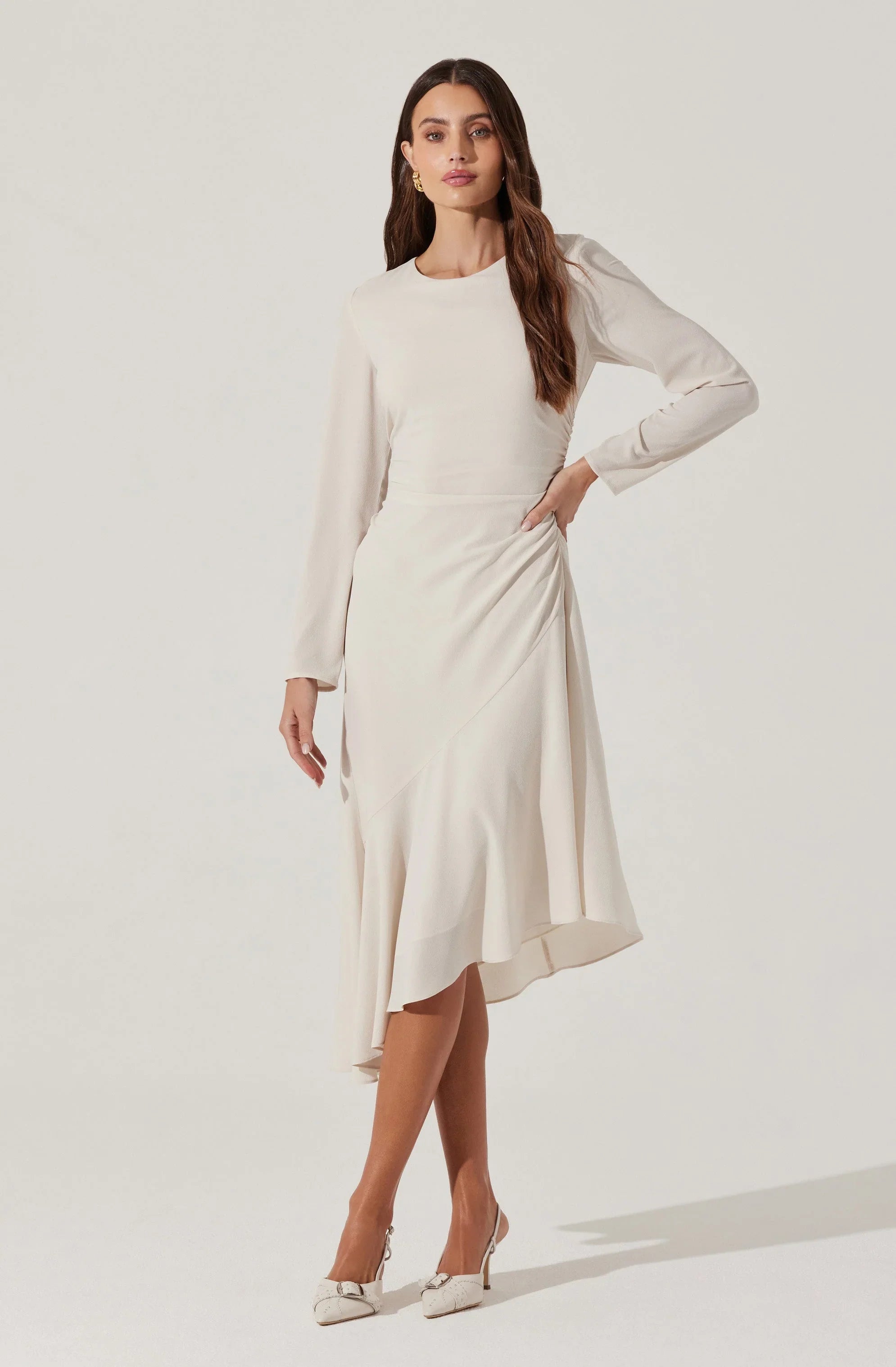 Lbruh Long Sleeve Asymmetrical Hem Dress