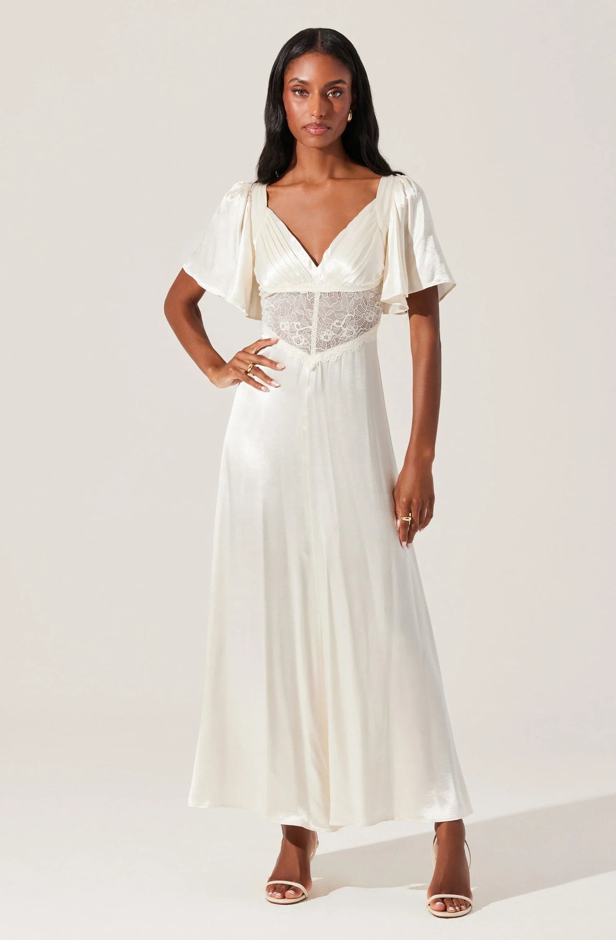 Lbruh Aurelia Satin V-Neck Midi Dress