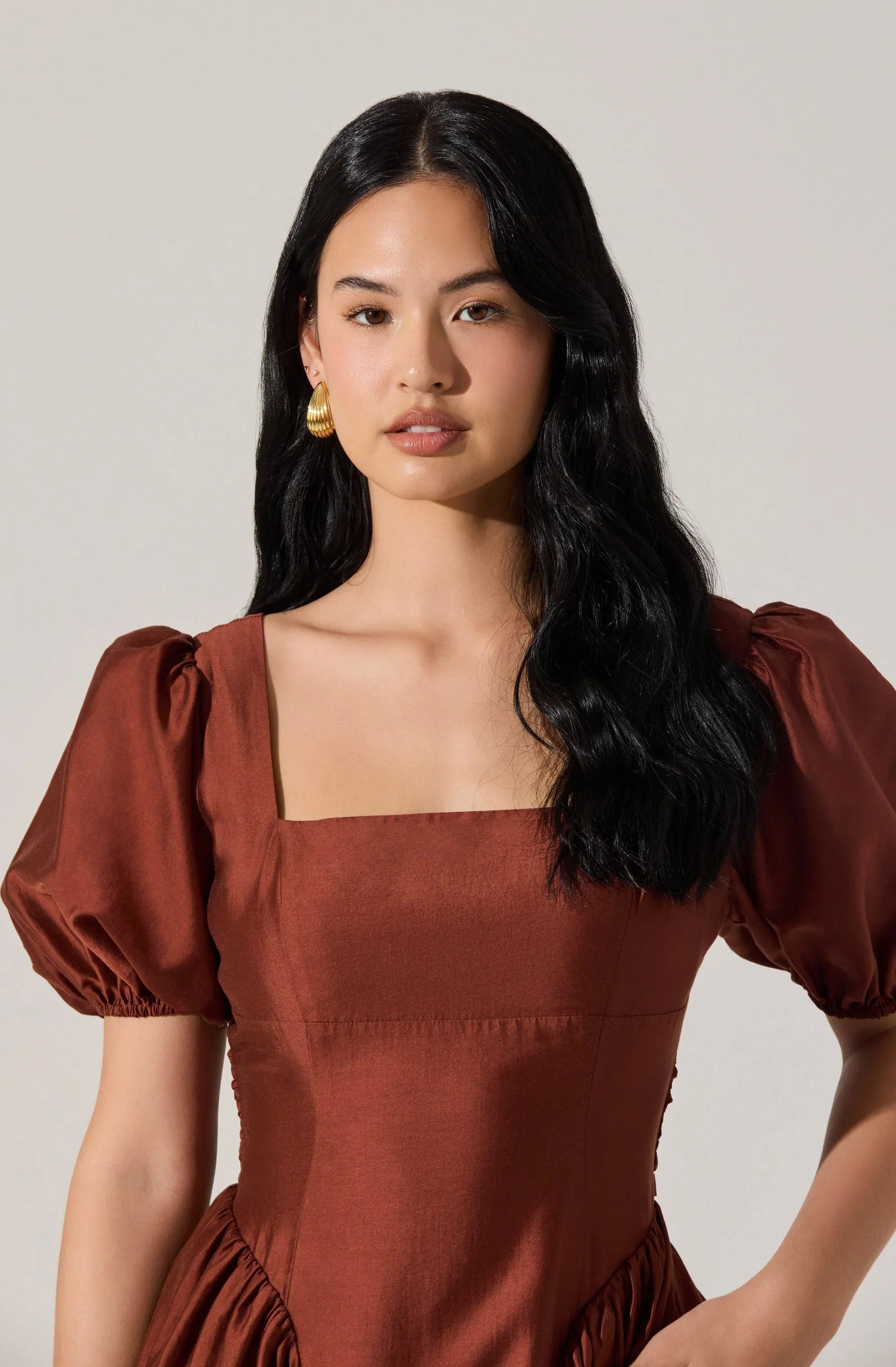 Lbruh Keairra Puff Sleeve Midi Dress