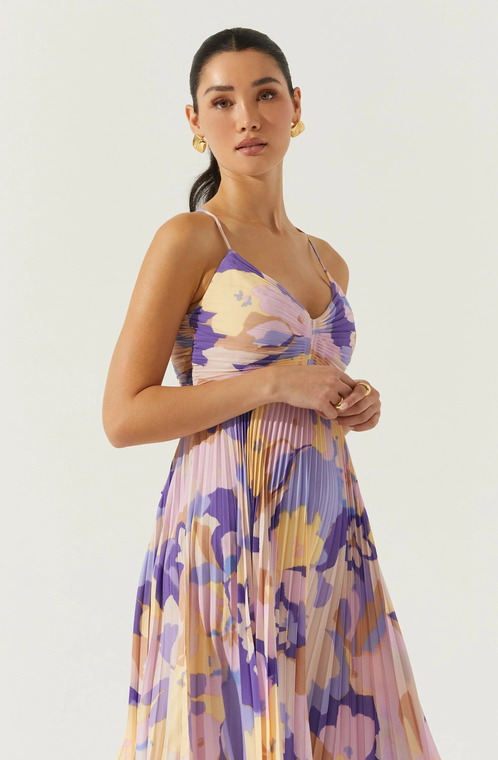 Inixyf Blythe Floral Plisse Midi Dress