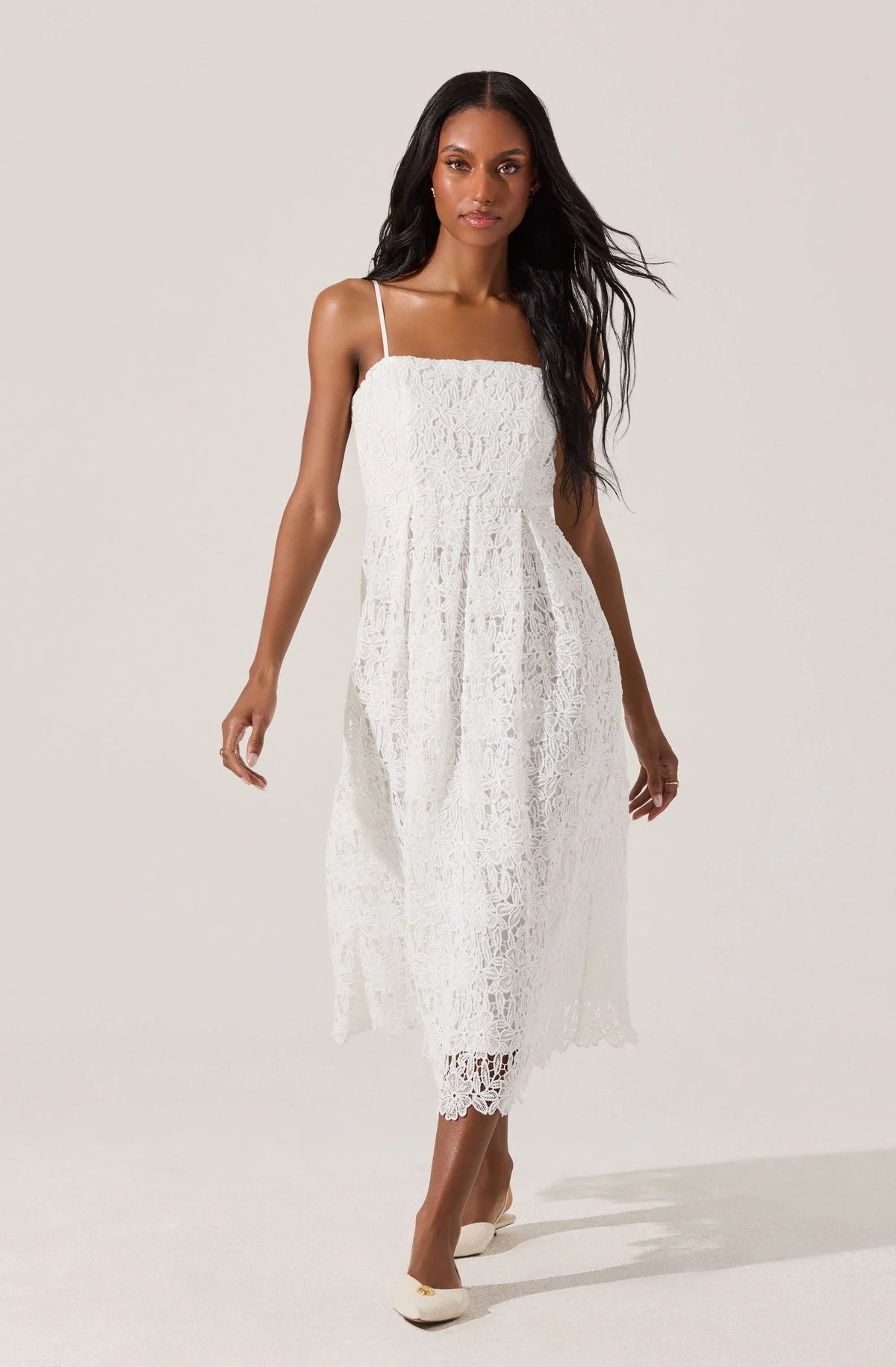 Lbruh Floral Lace Midi Dress