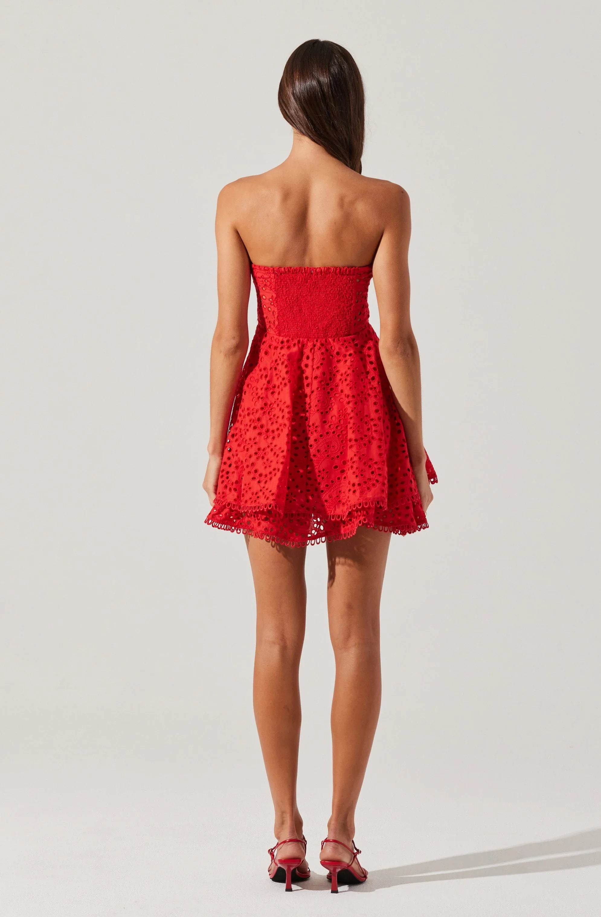 Lbruh Deasia Strapless Eyelet Mini Dress