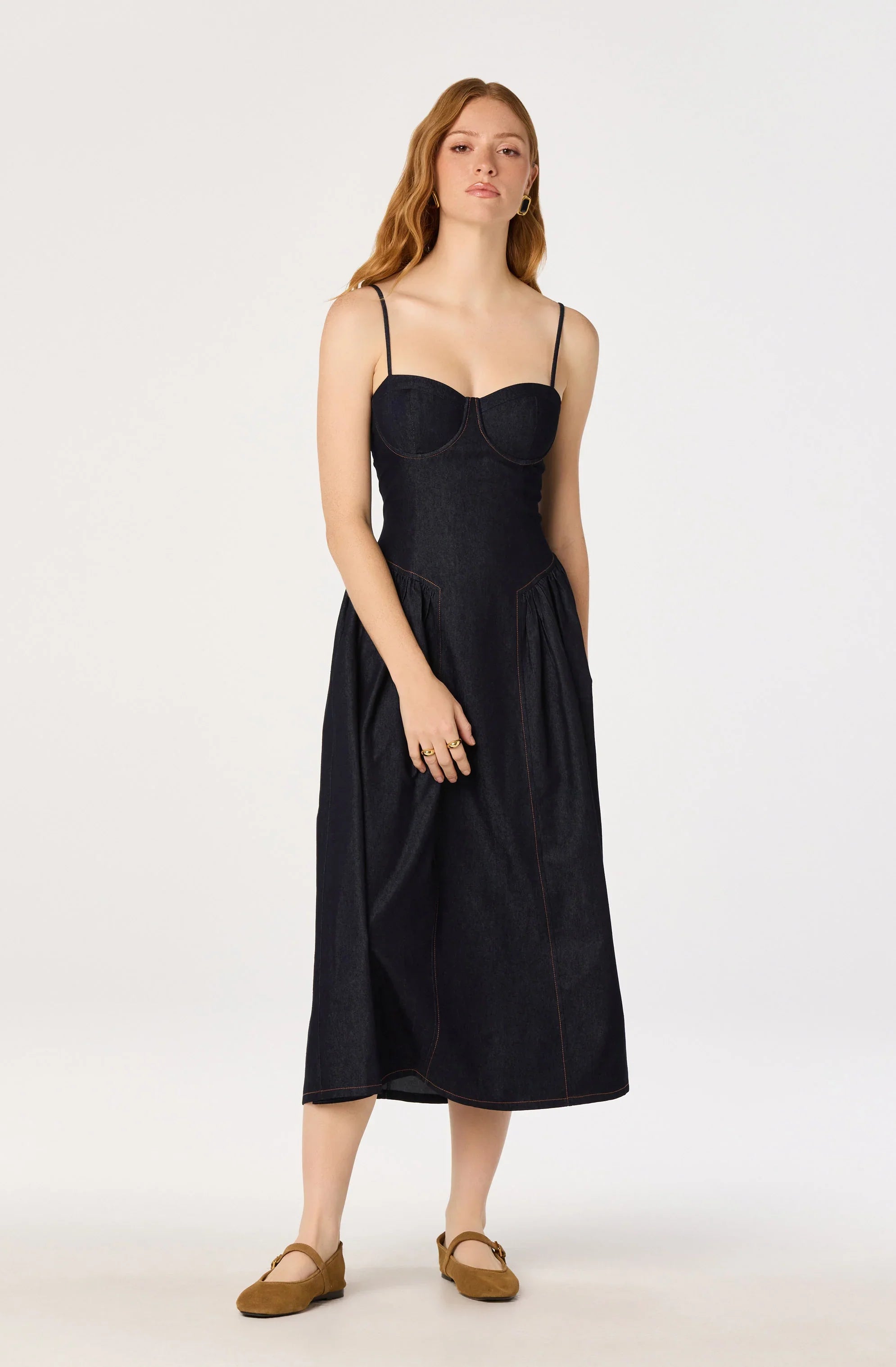Lbruh Margaux Denim Bustier Midi Dress