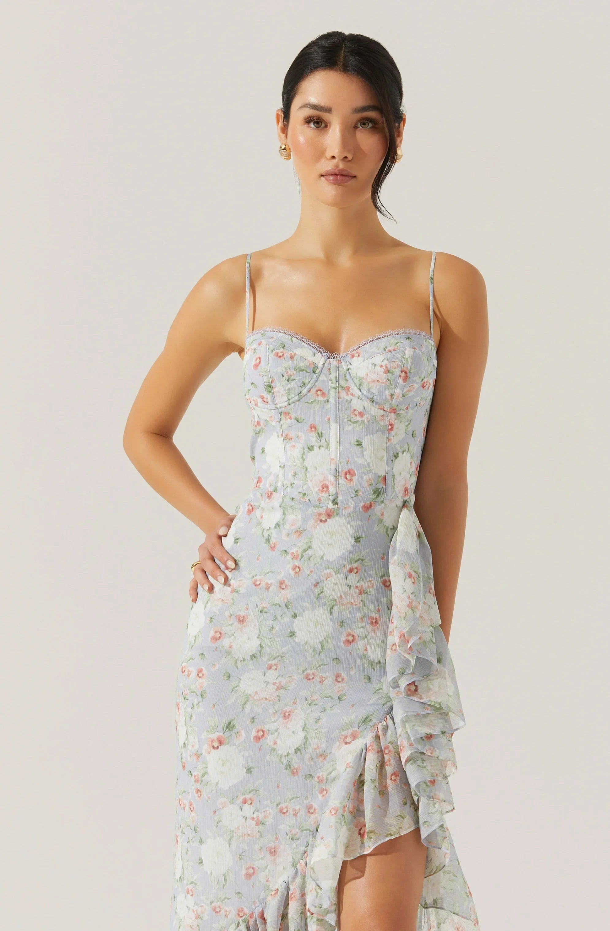 Lbruh Brisbane Asymmetrical Floral Midi Dress