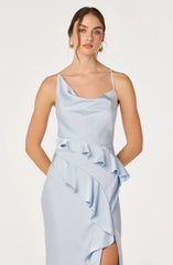 Inixyf Adelina Satin Ruffle Maxi Dress
