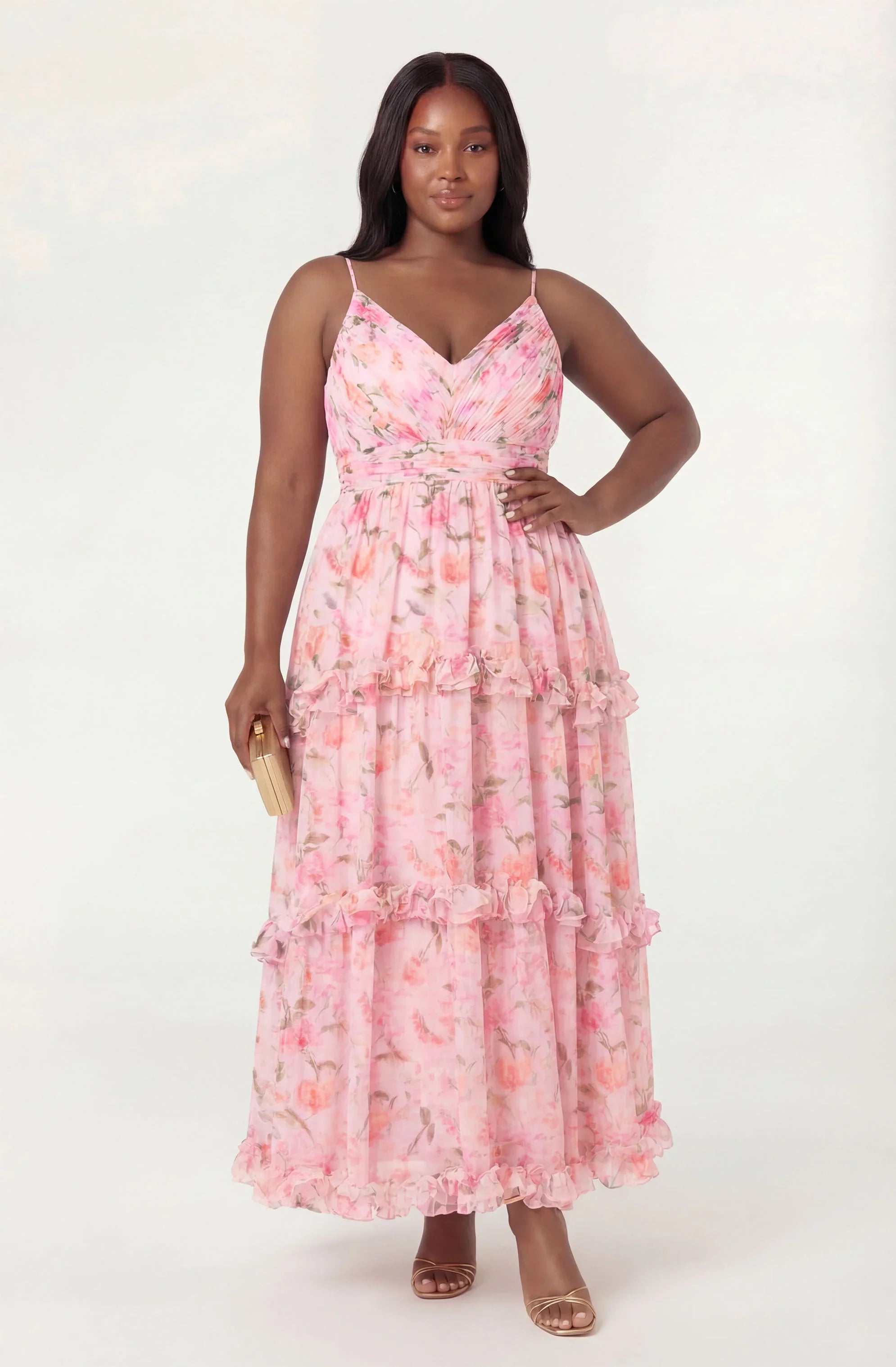 Inixyf Ayanna Floral Pleated Tiered Maxi Dress