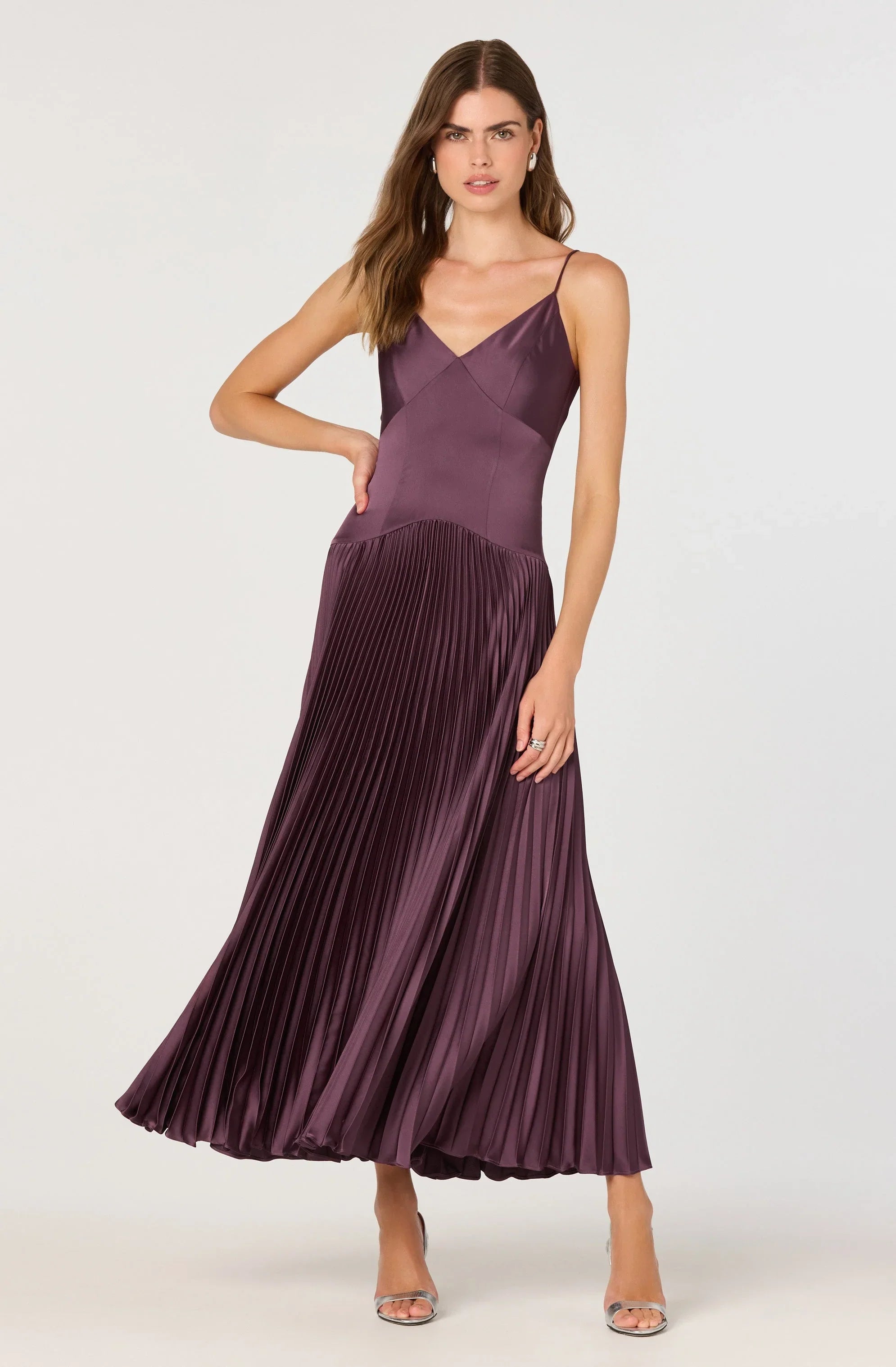Inixyf Pleated Drop Waist Maxi Dress