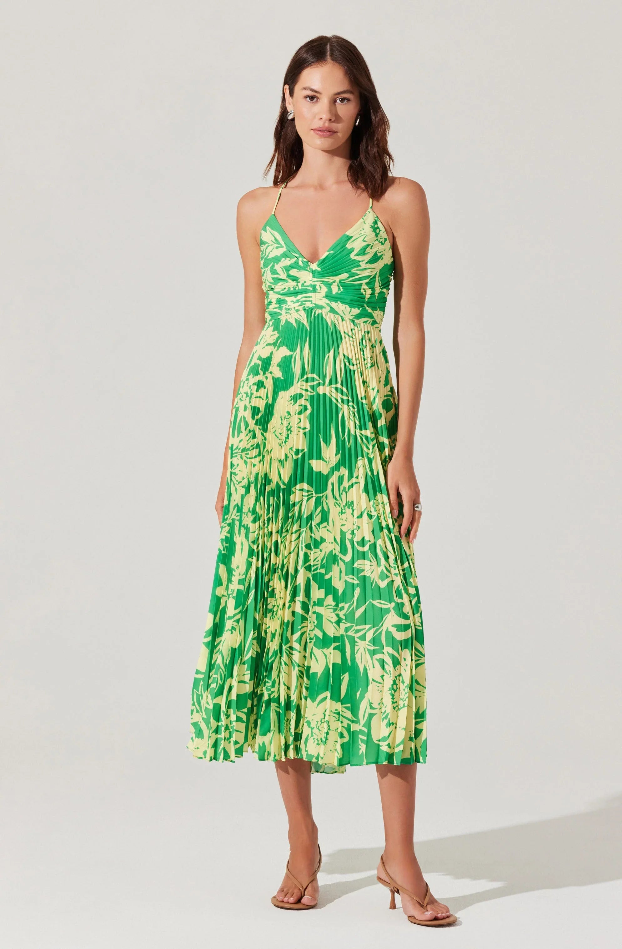 Inixyf Blythe Floral Plisse Midi Dress