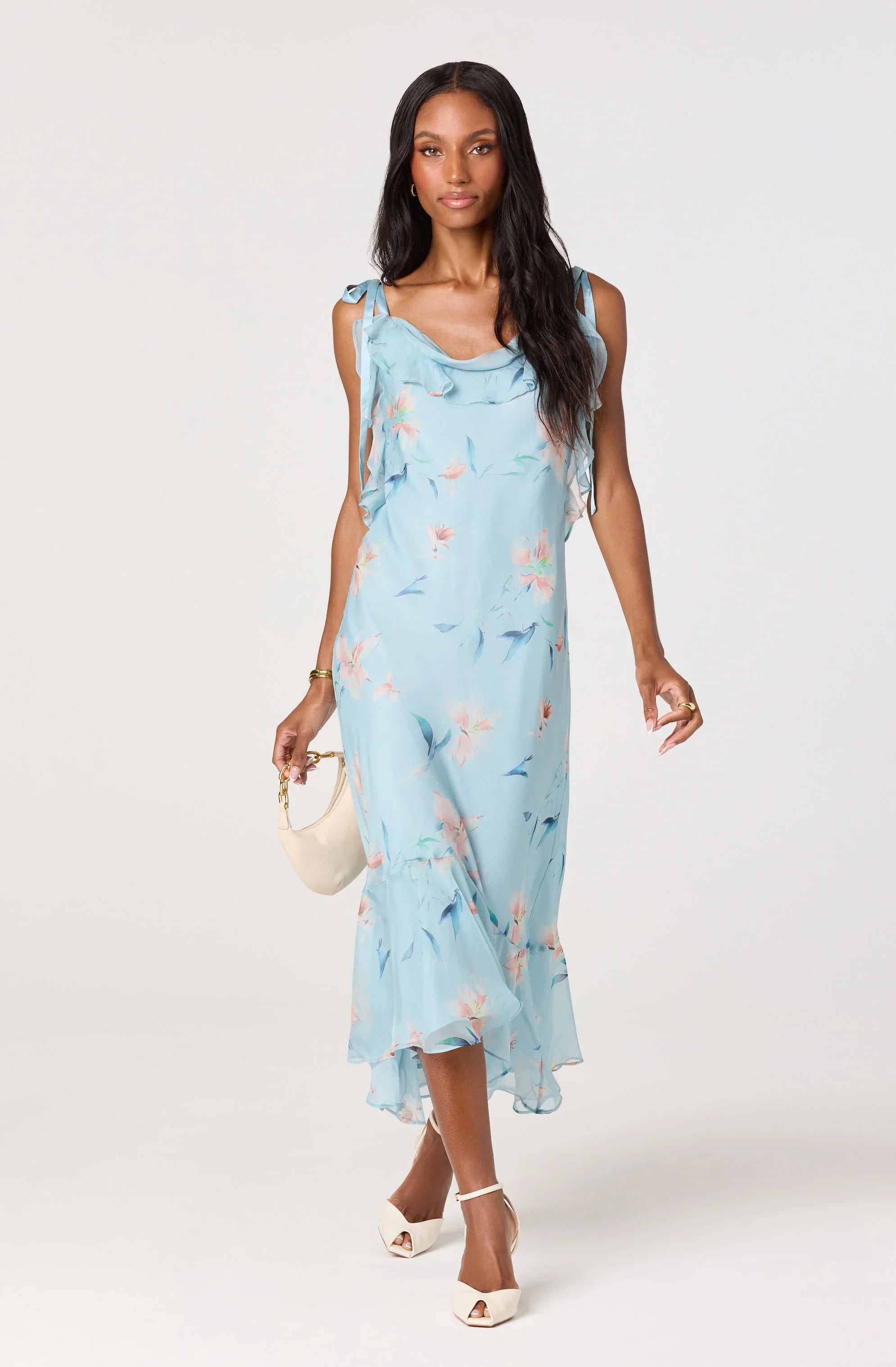 Inixyf Nissa Floral Ruffle Midi Dress