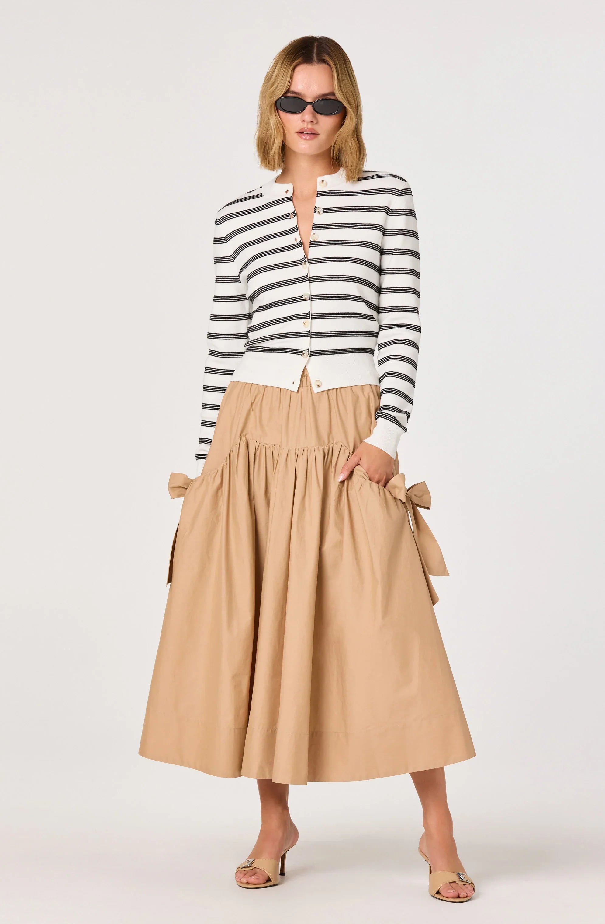 Inixyf Tawni Striped Button-Front Cardigan