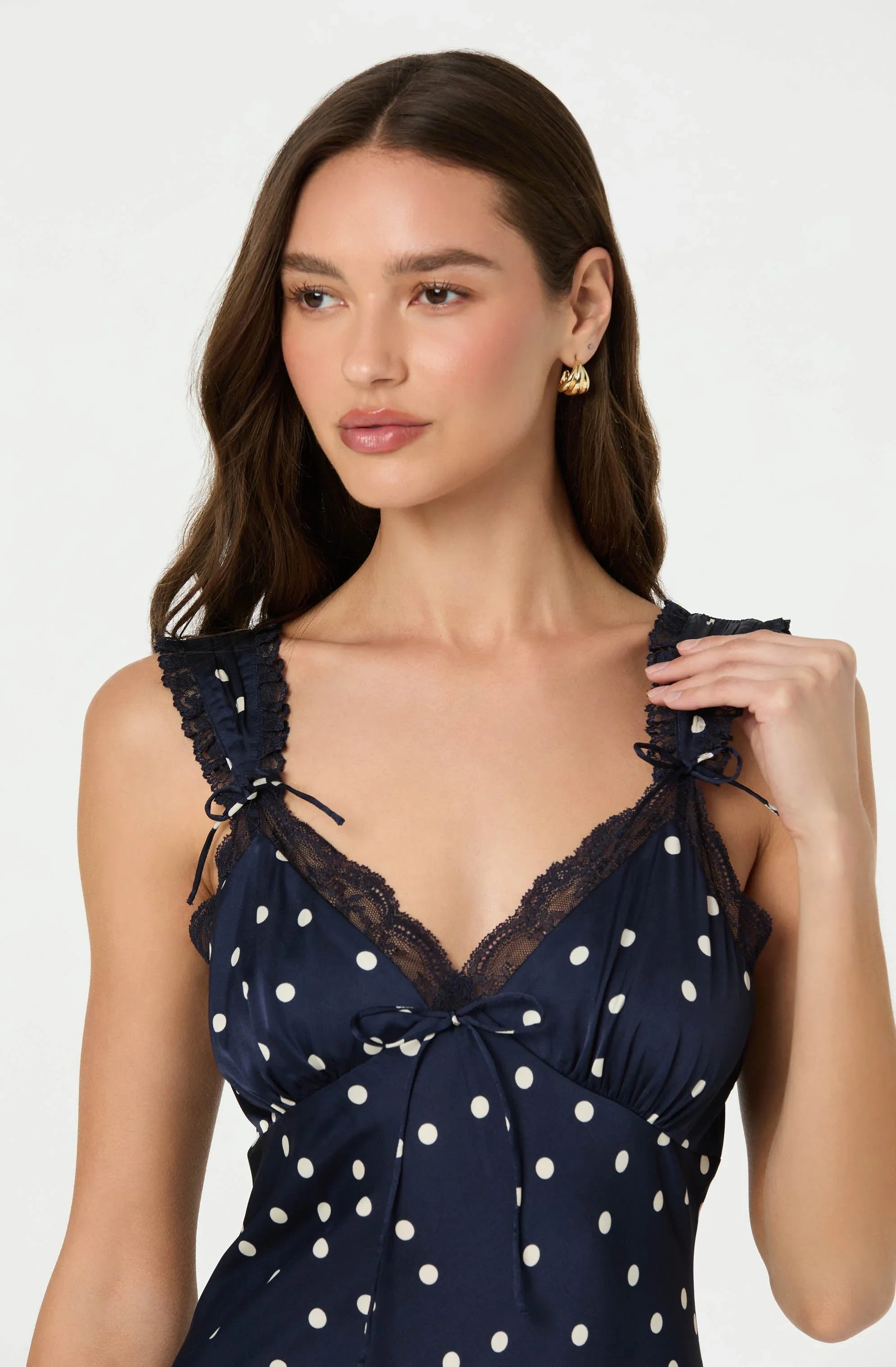 Lbruh Lace Trim Midi Slip Dress