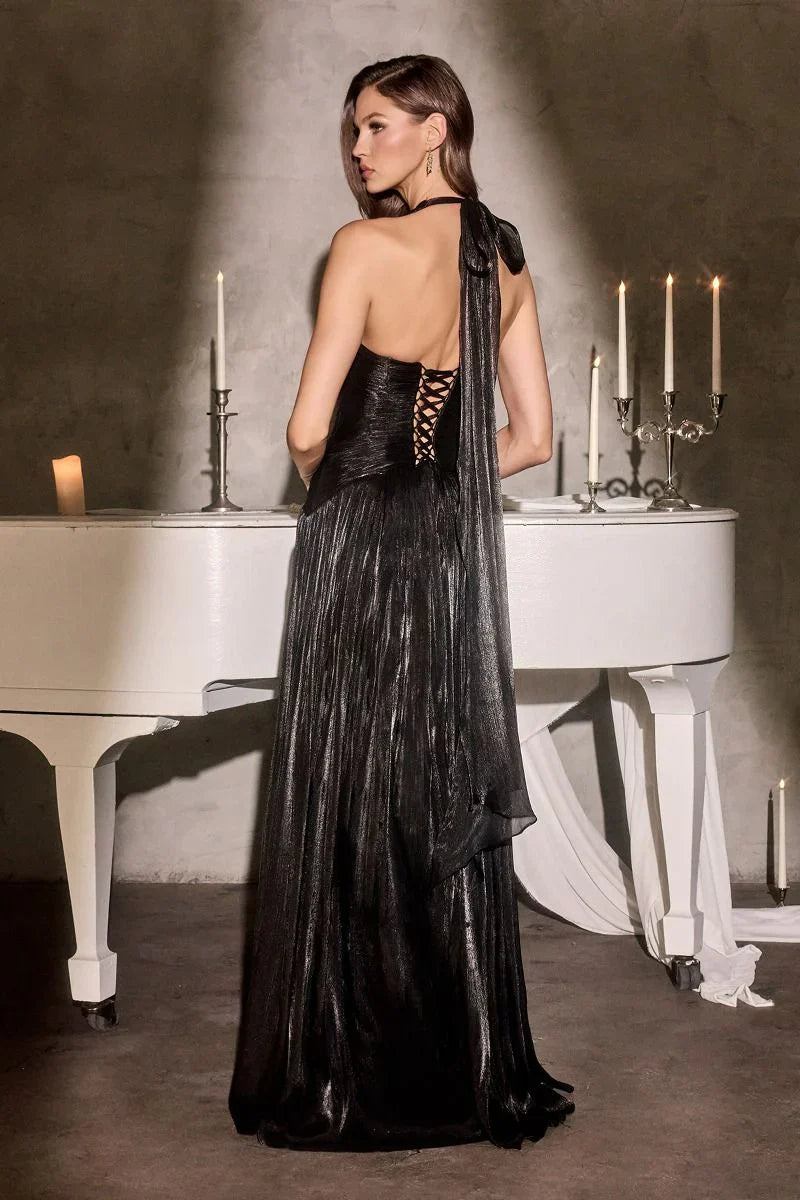 Brigid Gown - Shimmer Chiffon Halter Dress