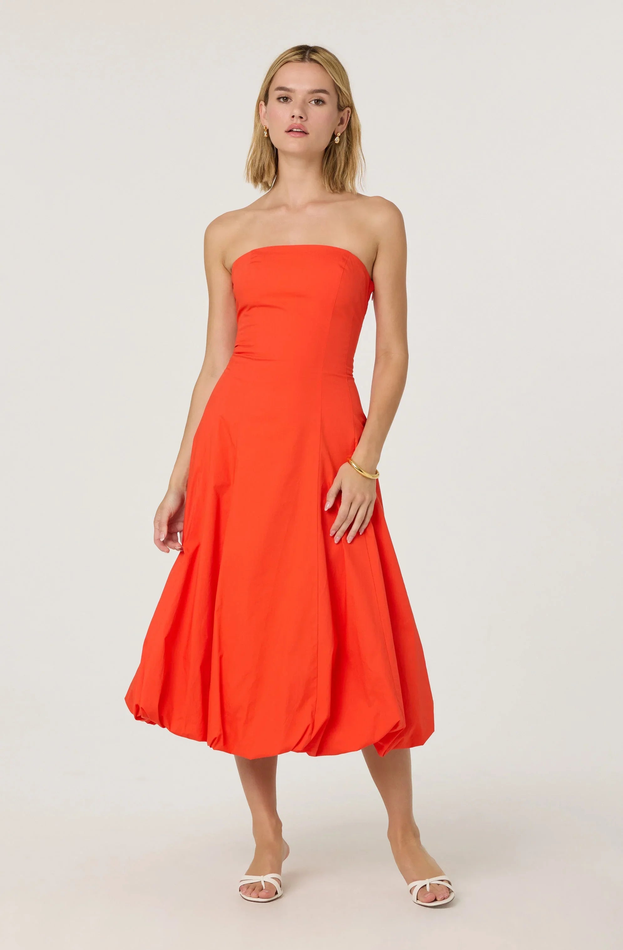 Lbruh Lace Up Strapless Bubble Dress