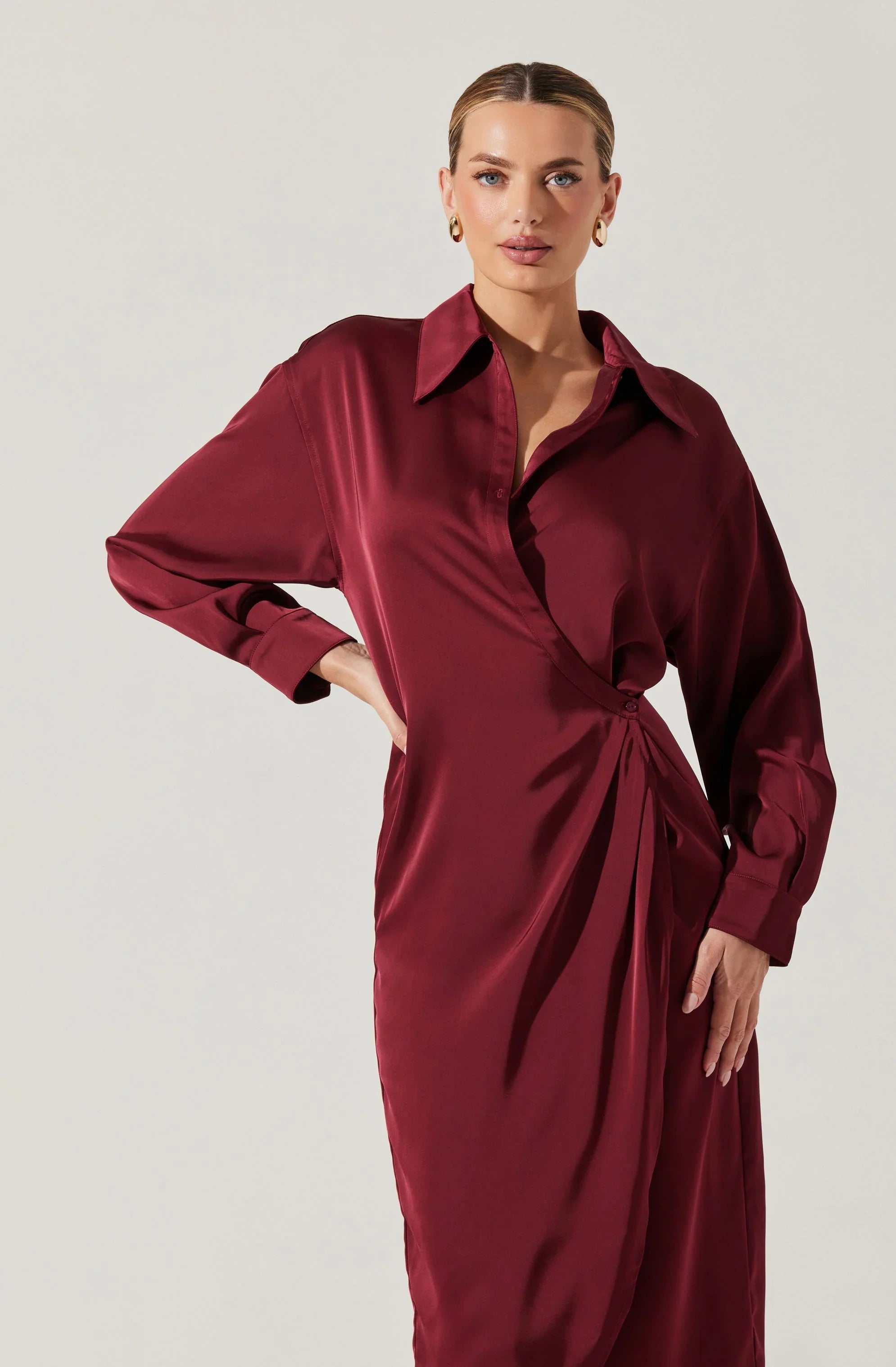Lbruh Ira Satin Wrap Shirt Dress