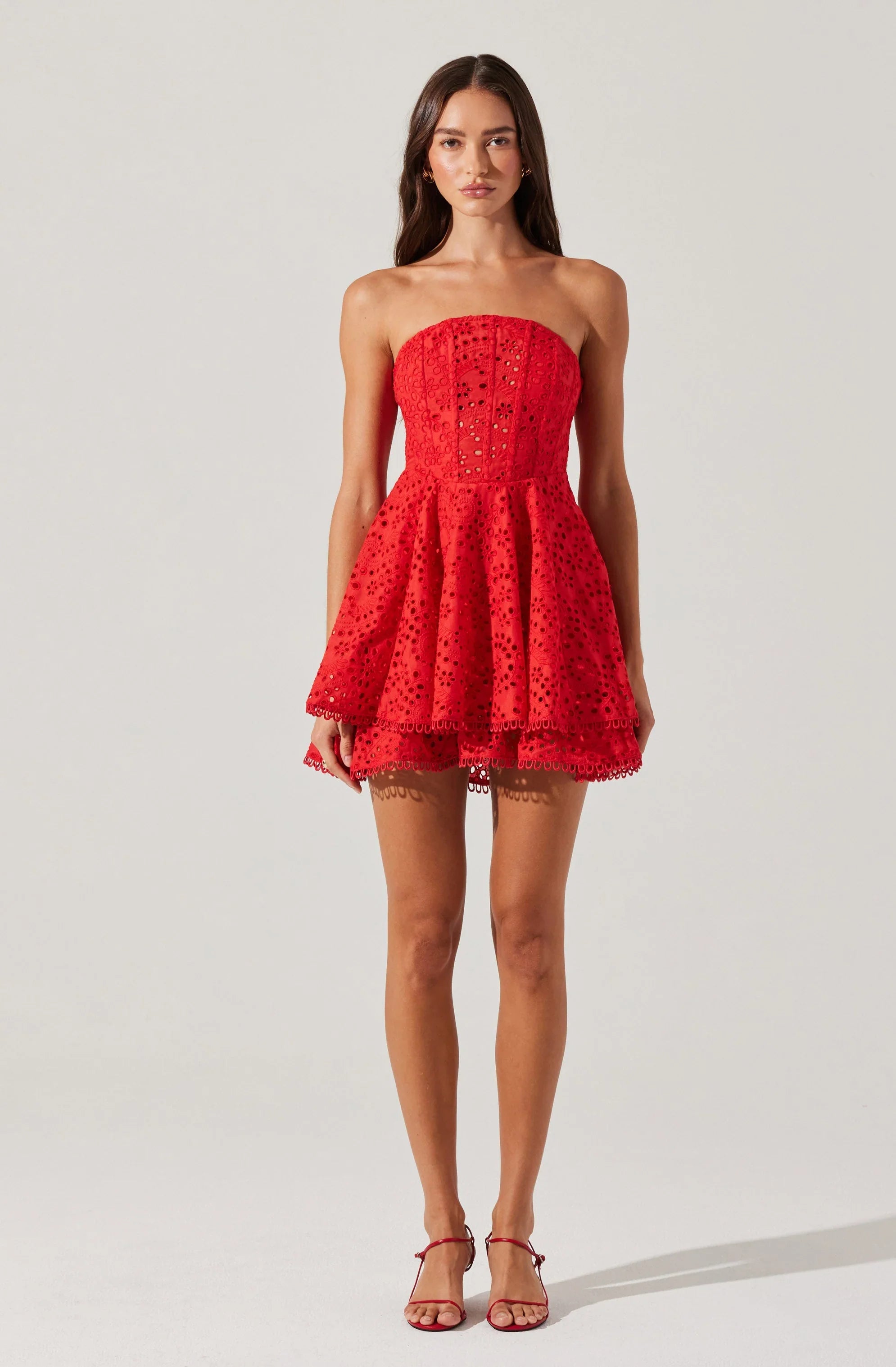 Lbruh Deasia Strapless Eyelet Mini Dress