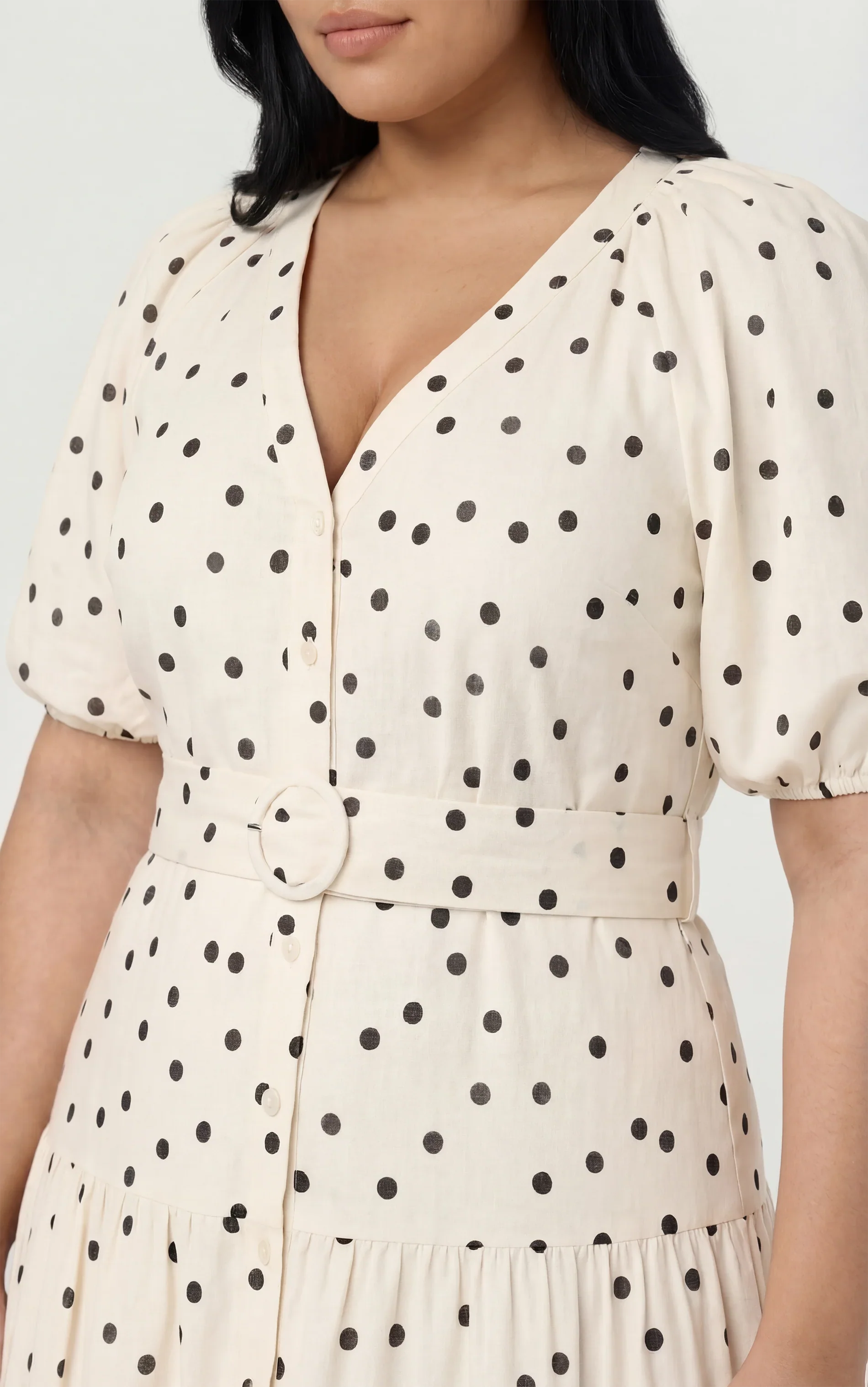 Inixyf Minnie Polka Dot Tiered Midi Dress