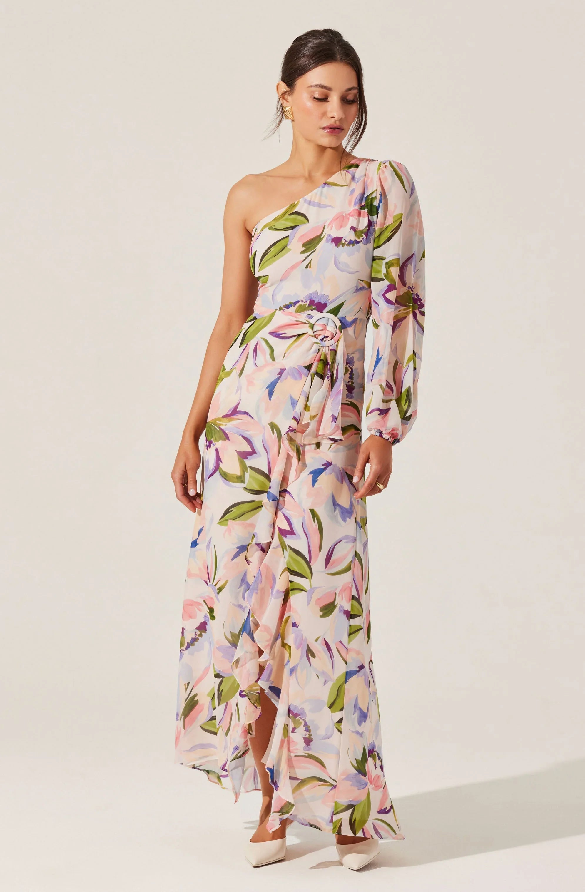 Lbruh Sandersonia Floral One Shoulder Dress