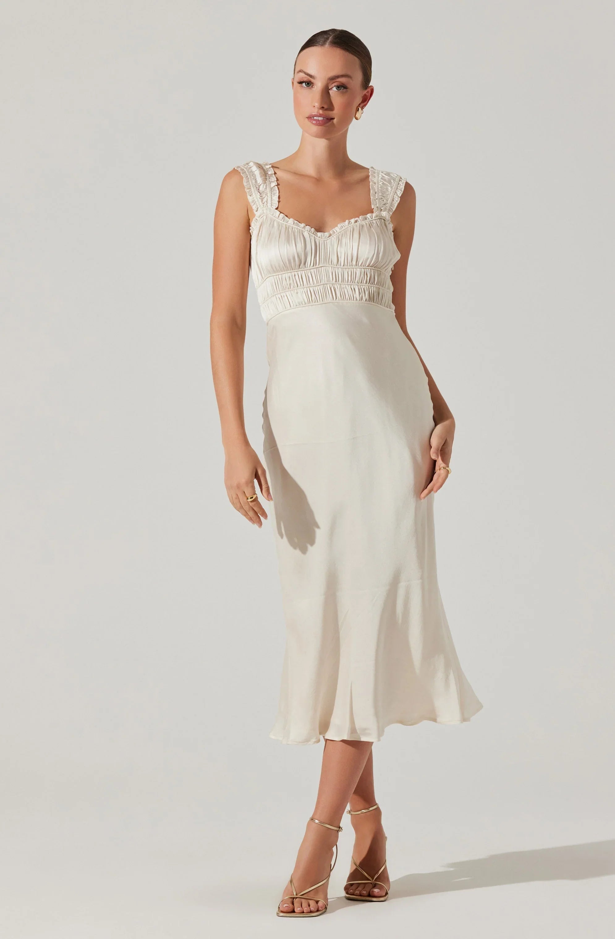 Lbruh Enola Satin Smocked Midi Dress