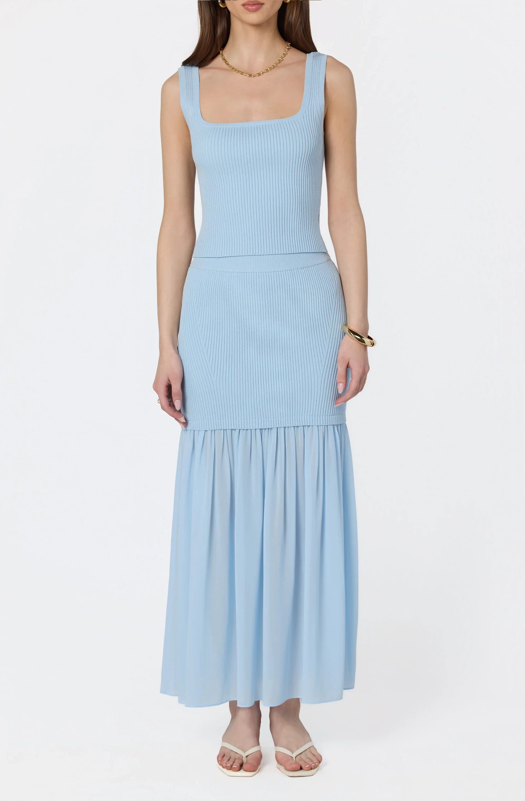Inixyf Halie Mixed Media Maxi Skirt