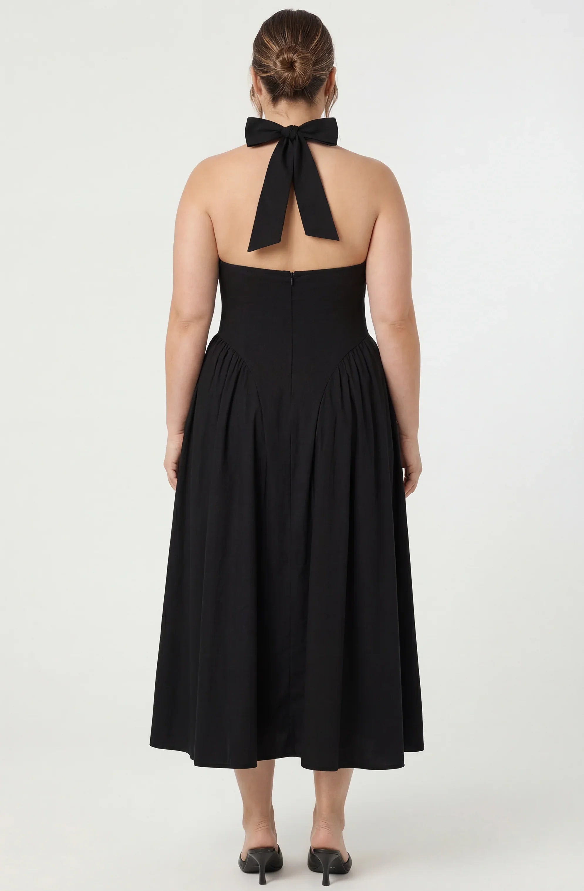 Inixyf Meana Halter Plunge Drop-Waist Midi Dress
