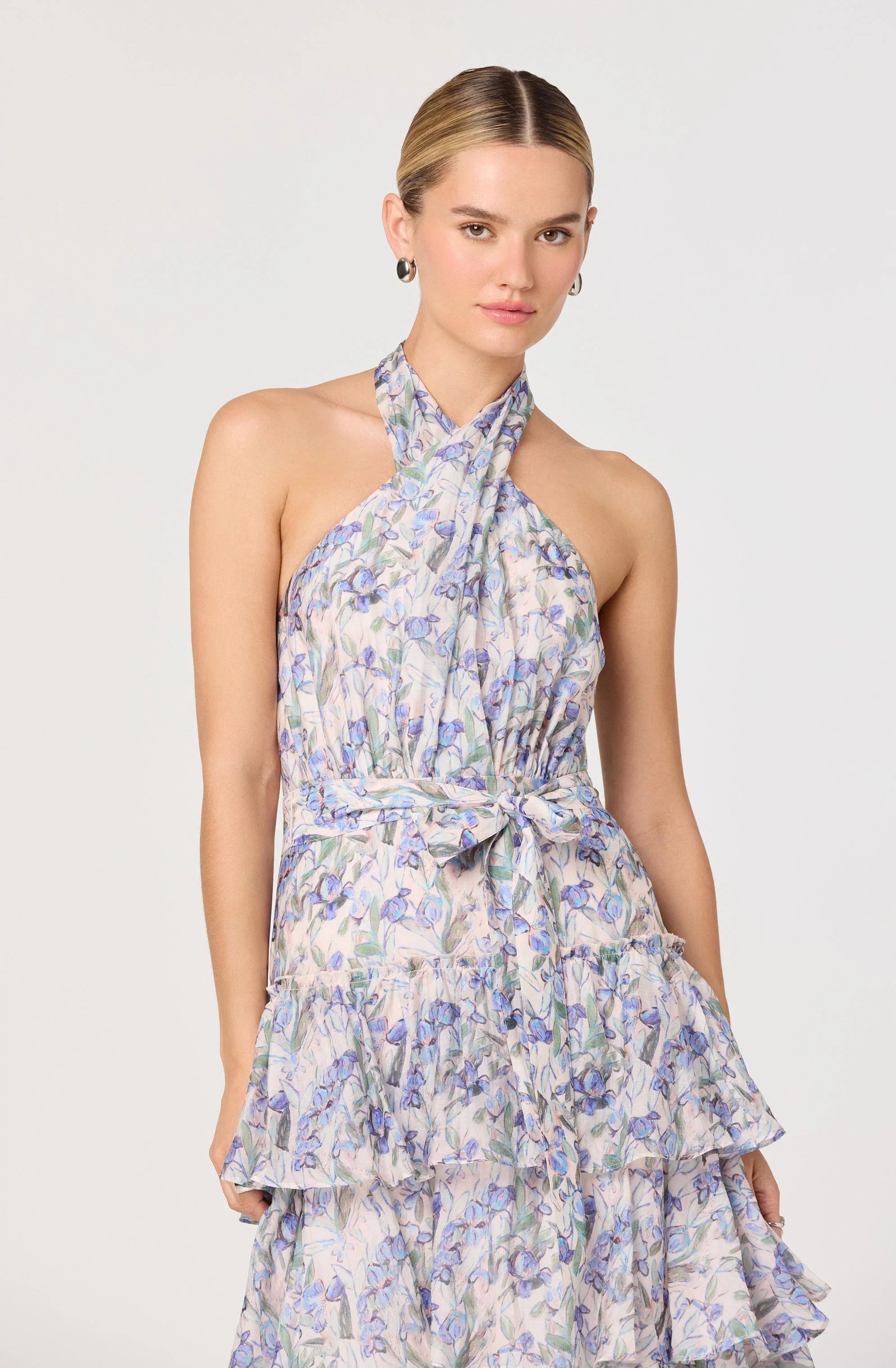 Lbruh Adamaris Floral Halter Tiered Ruffle Maxi Dress