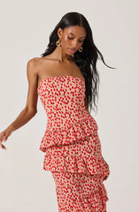 Lbruh Asymmetrical Tiered Ruffle Midi Dress
