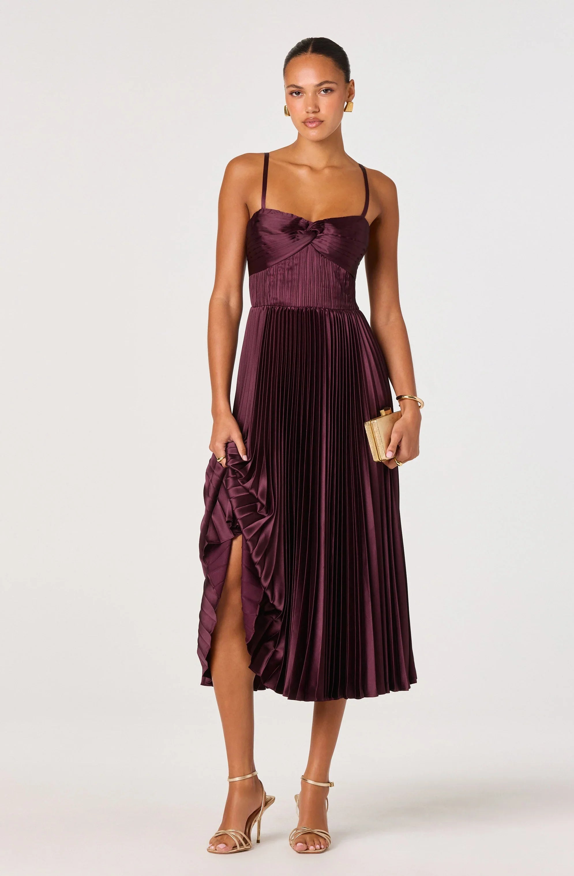Lbruh Ascella Sweetheart Pleated Midi Dress
