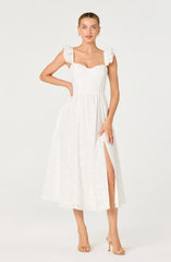 Inixyf Wedelia Ruffle Strap Eyelet Corset Midi Dress